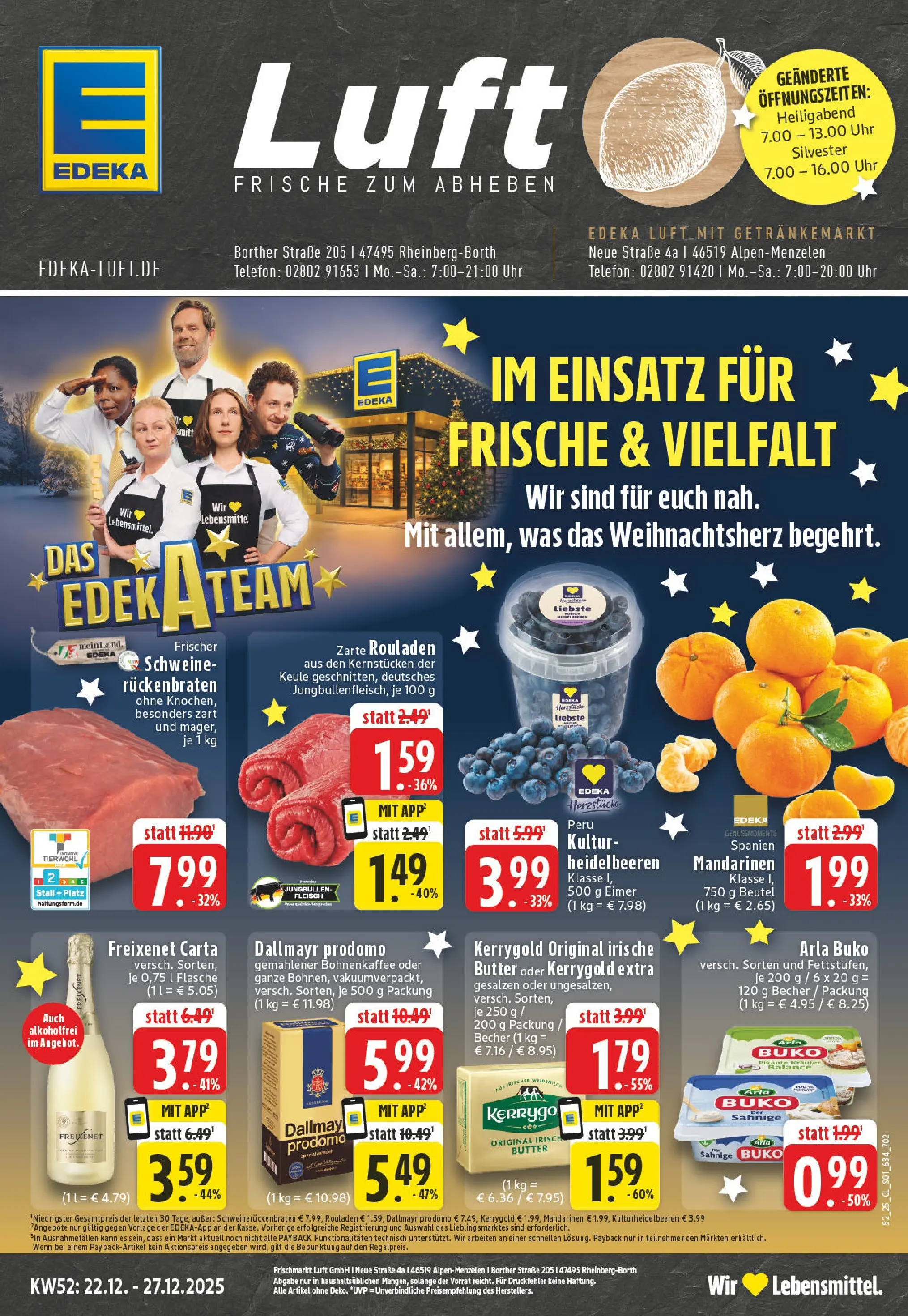 Edeka prospekt Rheinberg - Borth	 (ab 21.12.2025) » Angebote Online | Seite: 1 | Produkte: Freixenet, Heidelbeeren, Dallmayr, Fleisch