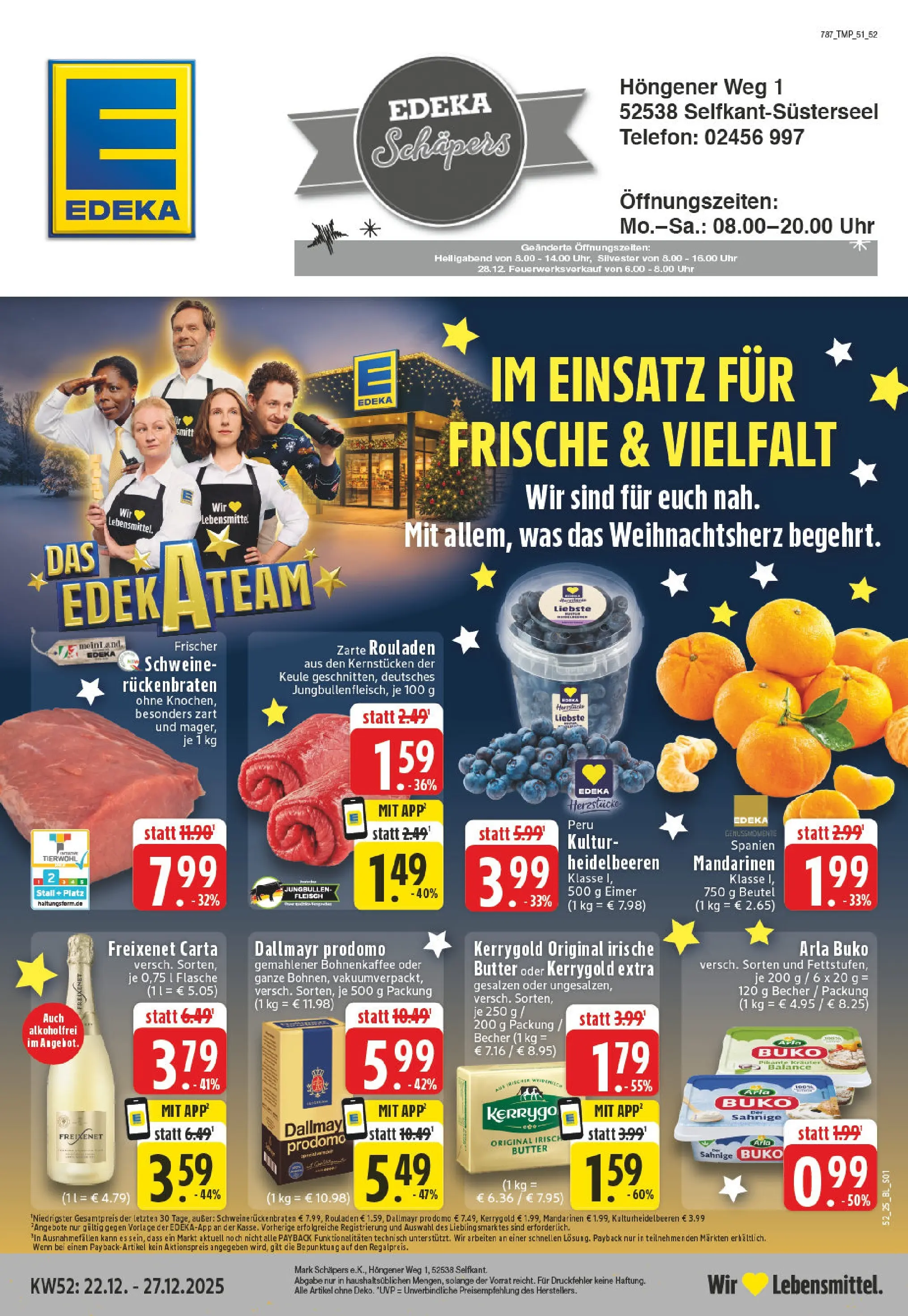 Edeka prospekt Selfkant-Wehr	 (ab 22.12.2025) » Angebote Online | Seite: 1 | Produkte: Freixenet, Mandarinen, Fleisch, Telefon