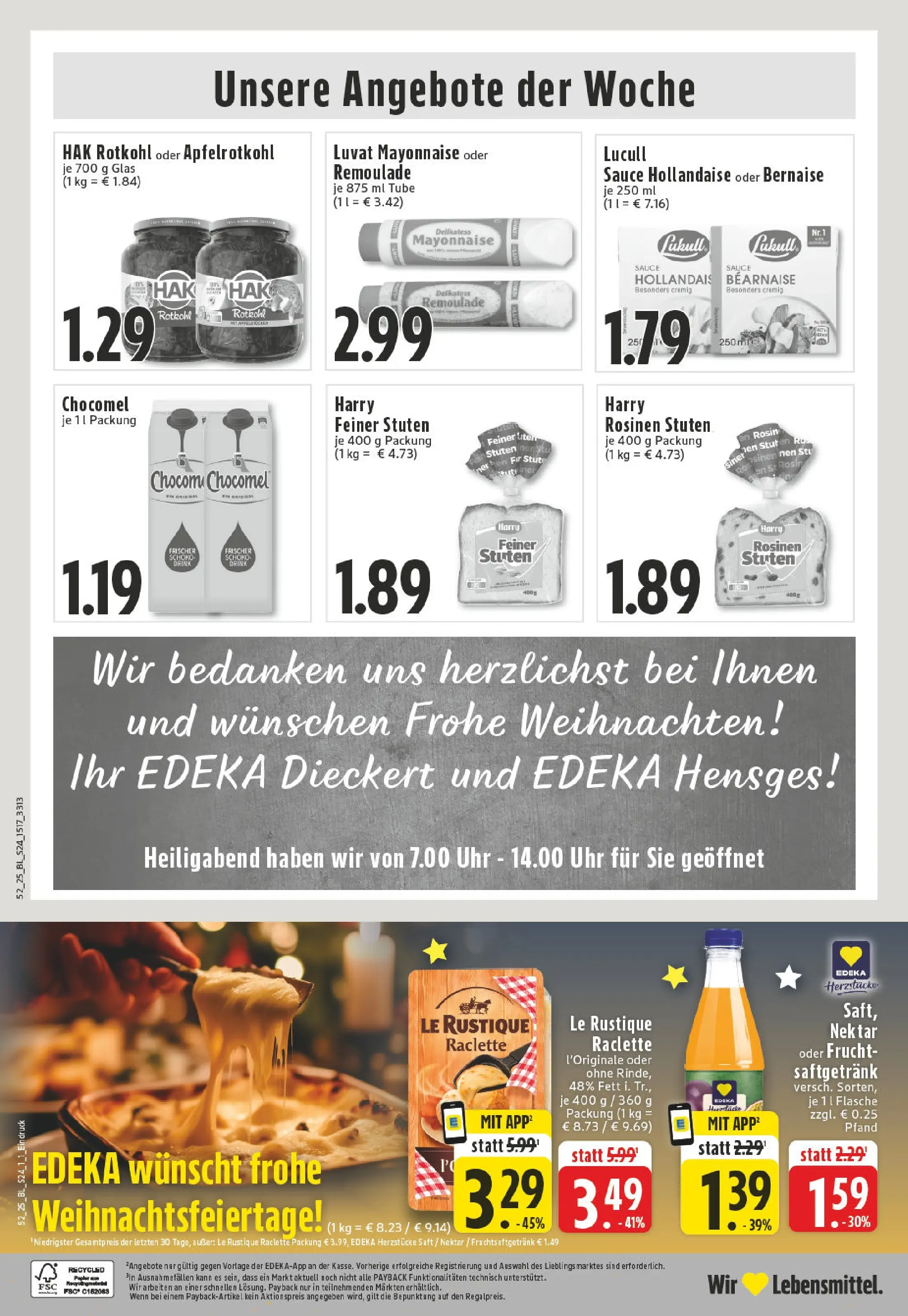 Edeka prospekt Heinsberg	 (ab 22.12.2025) » Angebote Online | Seite: 26 | Produkte: Rotkohl, Rosinen, Mayonnaise, Chocomel