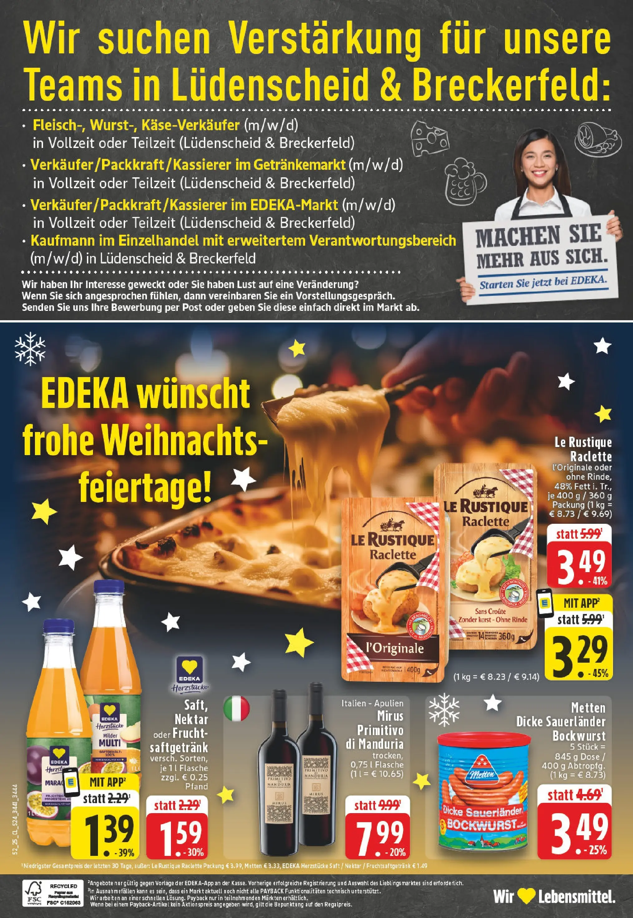 Edeka prospekt Breckerfeld	 (ab 22.12.2025) » Angebote Online | Seite: 26 | Produkte: Bockwurst, Dicke sauerlander bockwurst, Käse, Raclette