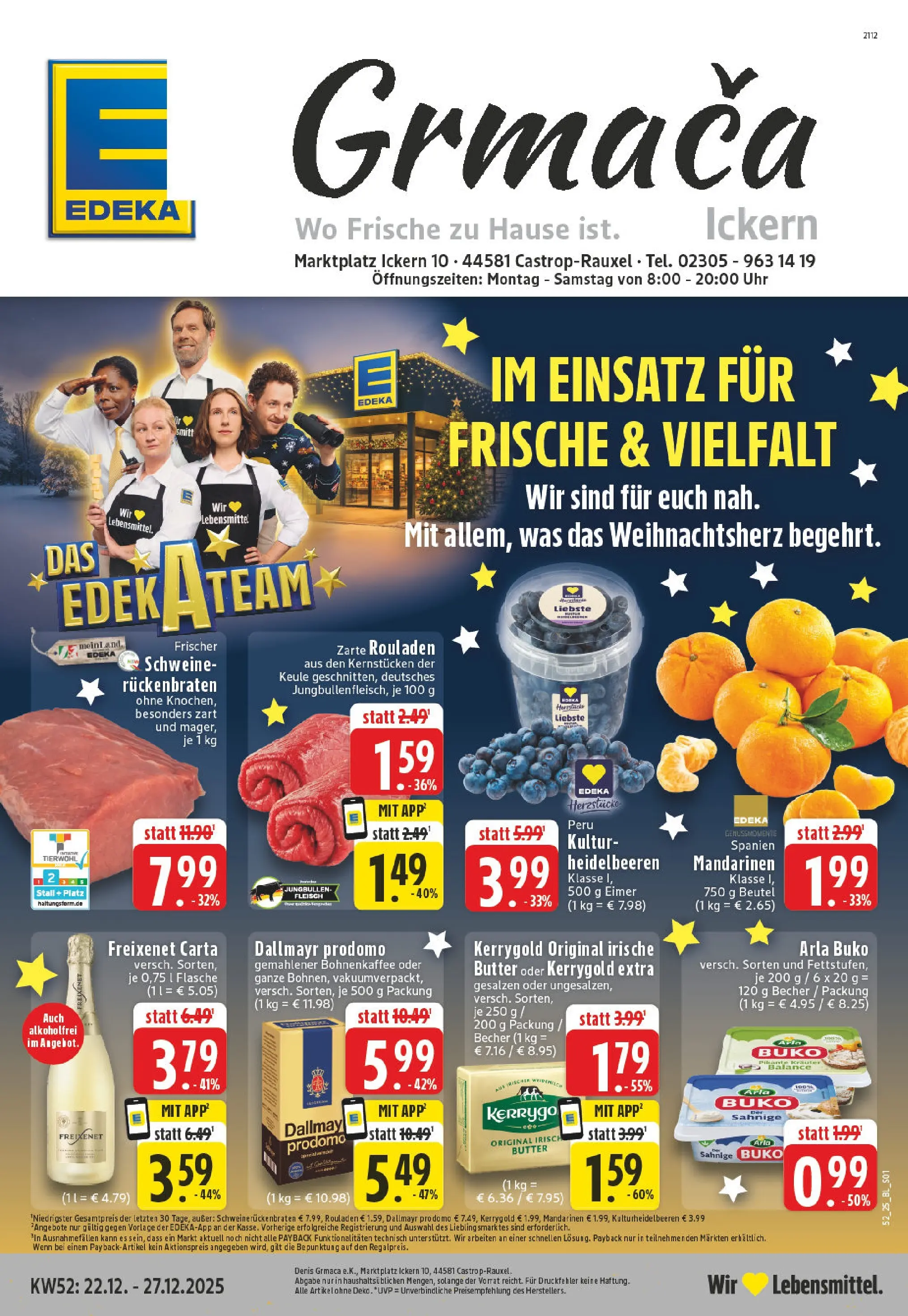 Edeka prospekt Castrop-Rauxel	 (ab 22.12.2025) » Angebote Online | Seite: 1 | Produkte: Butter, Dallmayr, Dallmayr prodomo, Fleisch