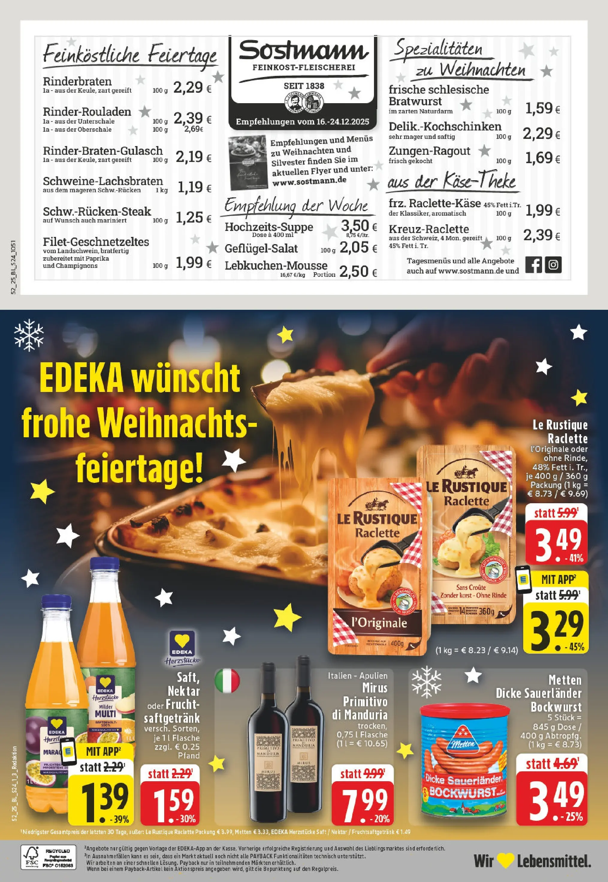 Edeka prospekt Lienen	 (ab 22.12.2025) » Angebote Online | Seite: 26 | Produkte: Rinderbraten, Paprika, Saft, Raclette