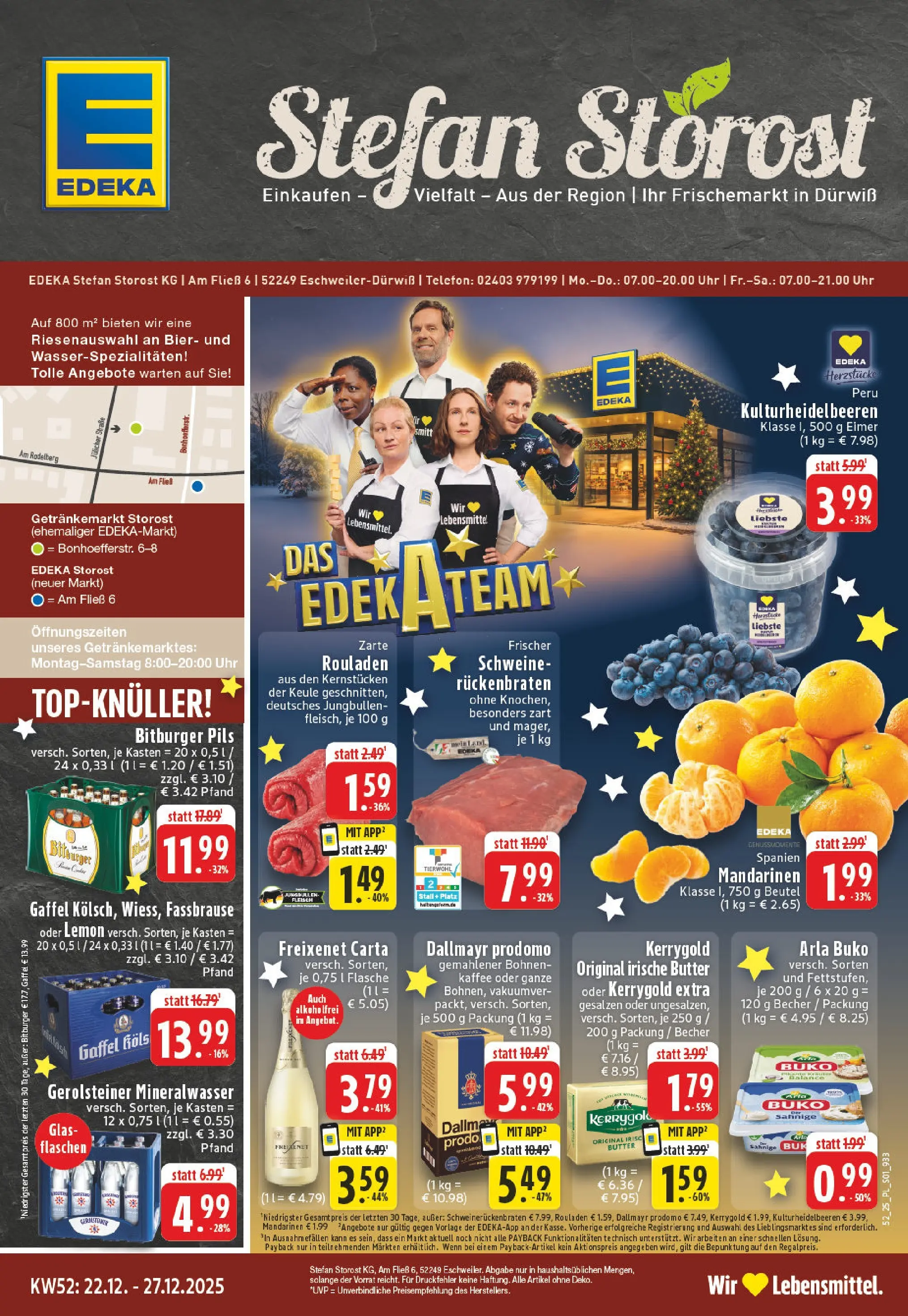 Edeka prospekt Eschweiler-Dürwiß	 (ab 22.12.2025) » Angebote Online | Seite: 1 | Produkte: Butter, Freixenet, Dallmayr prodomo, Uhr