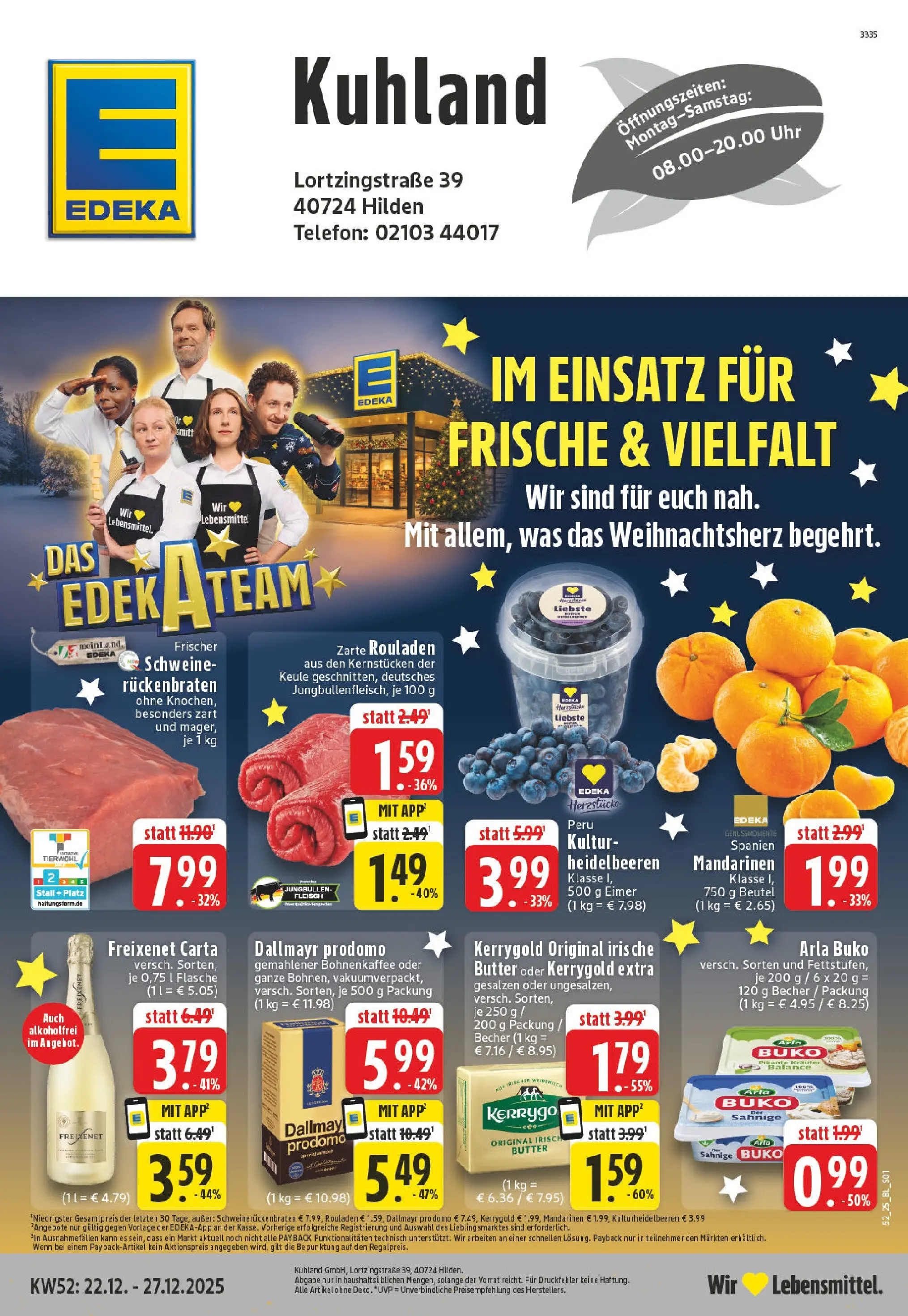 Edeka prospekt Hilden	 (ab 22.12.2025) » Angebote Online | Seite: 1 | Produkte: Butter, Mandarinen, Dallmayr, Telefon
