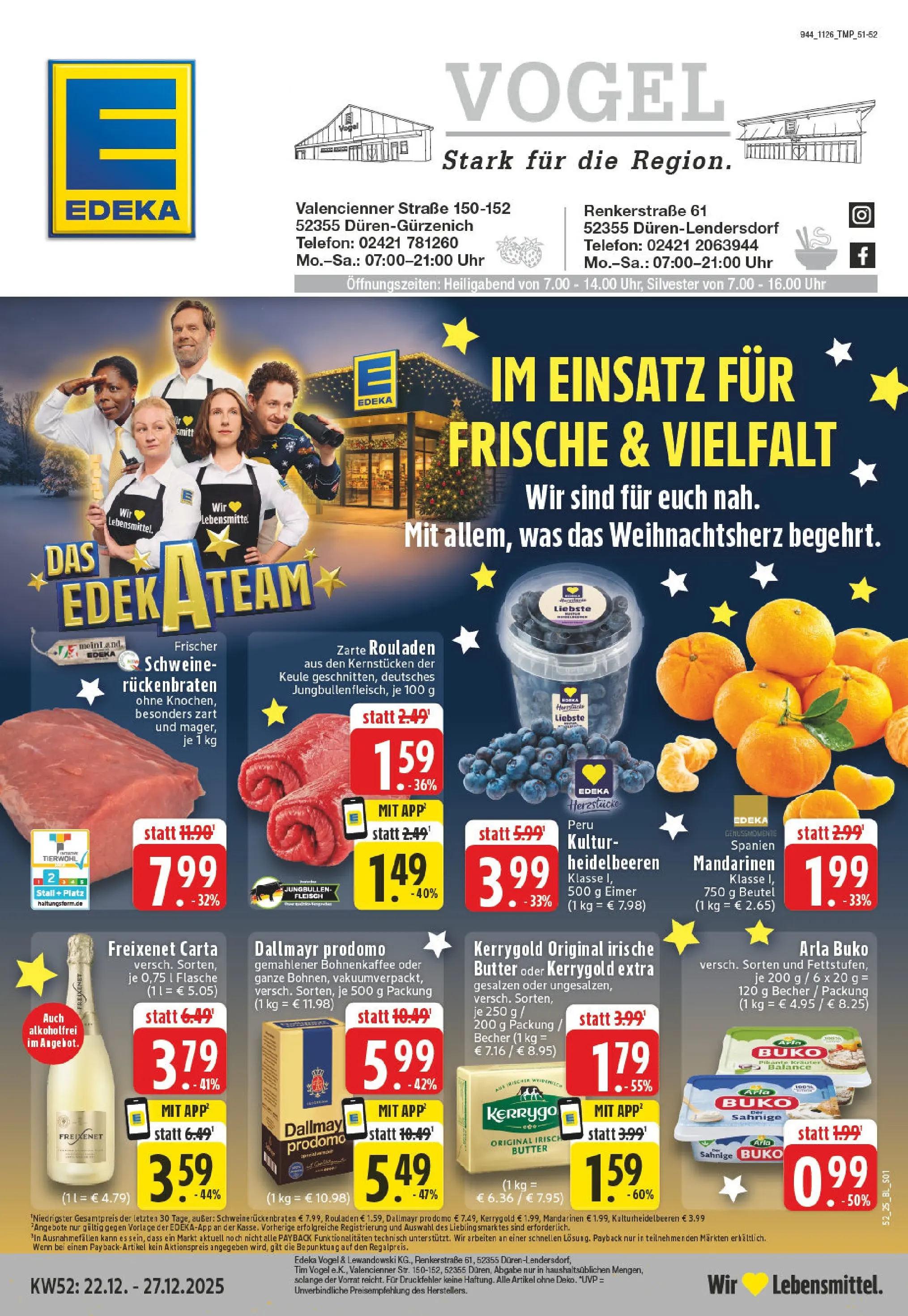 Edeka prospekt Düren	 (ab 22.12.2025) » Angebote Online | Seite: 1 | Produkte: Butter, Freixenet, Arla buko, Dallmayr prodomo