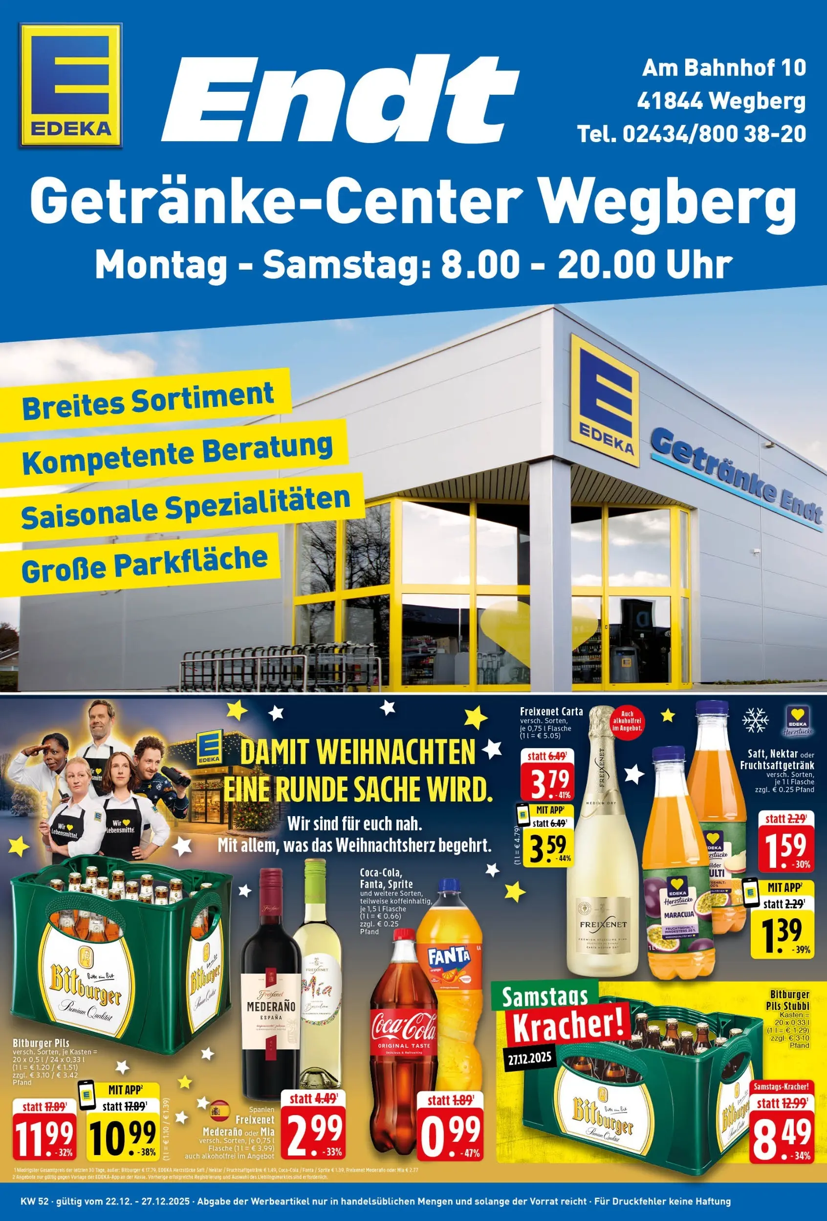 Edeka prospekt Wegberg	 (ab 22.12.2025) » Angebote Online | Seite: 1 | Produkte: Coca cola, Cola, Freixenet, Uhr