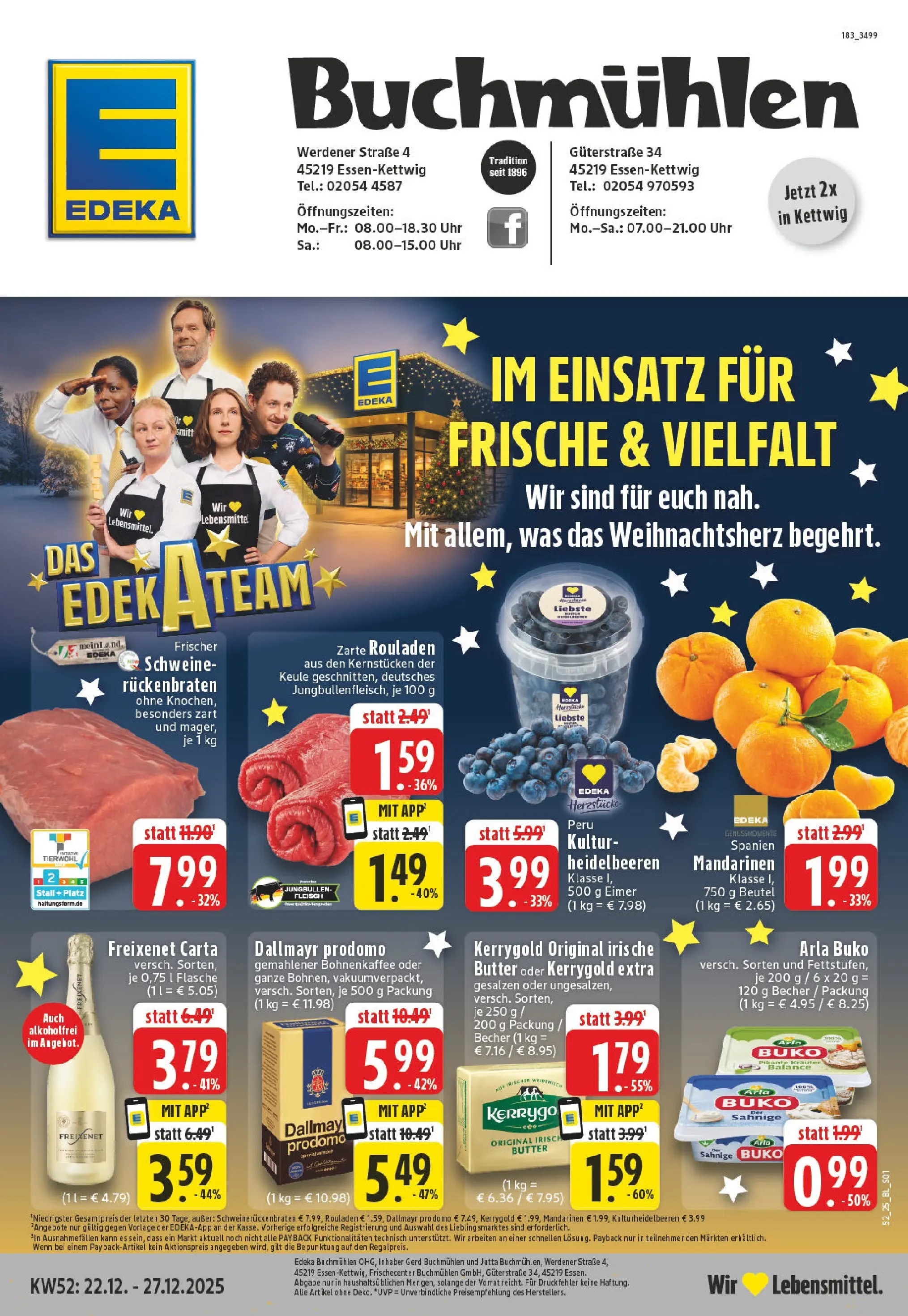 Edeka prospekt Essen-Kettwig	 (ab 22.12.2025) » Angebote Online | Seite: 1 | Produkte: Butter, Freixenet, Dallmayr, Fleisch
