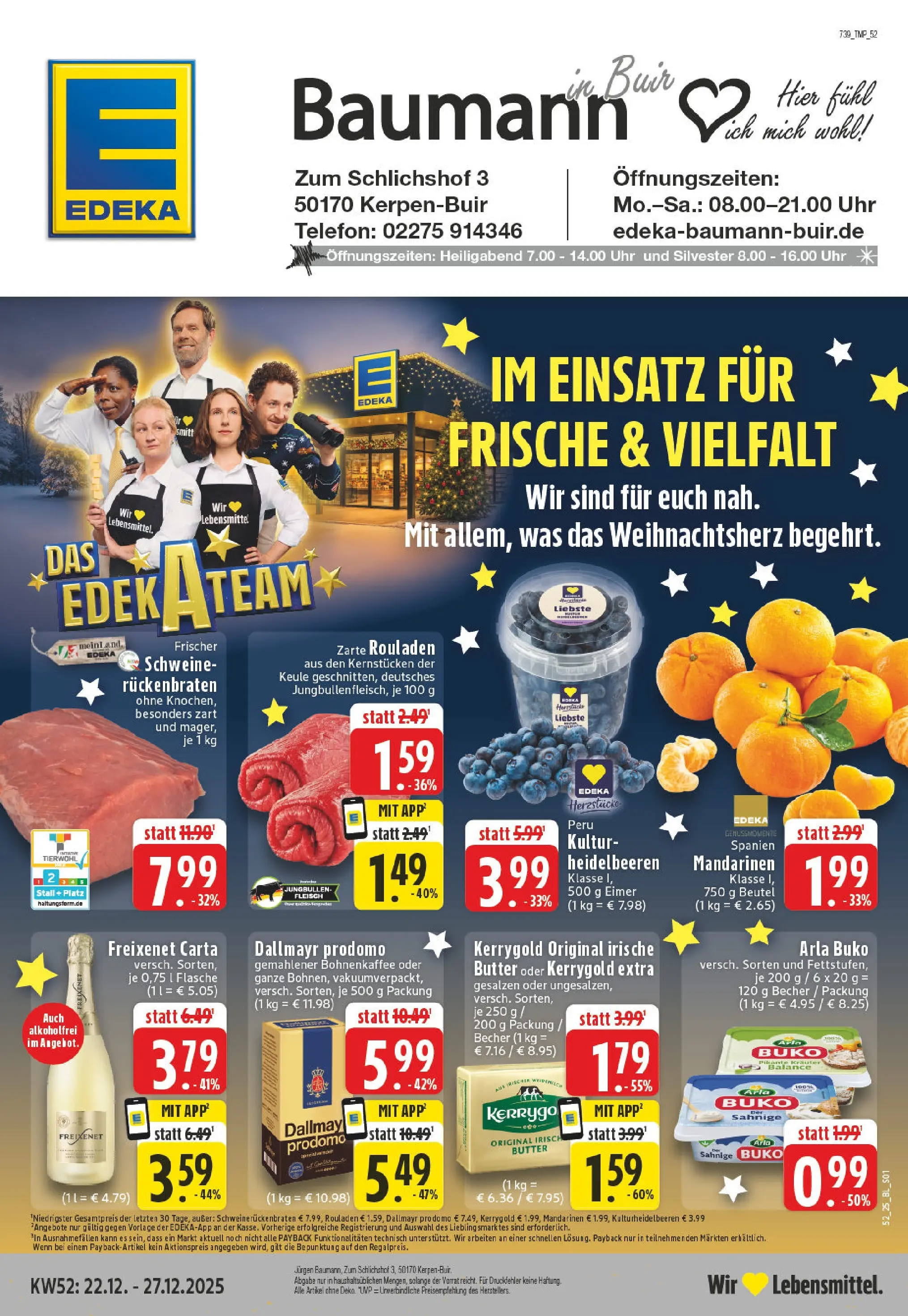 Edeka prospekt Kerpen	 (ab 22.12.2025) » Angebote Online | Seite: 1 | Produkte: Heidelbeeren, Arla buko, Fleisch, Telefon