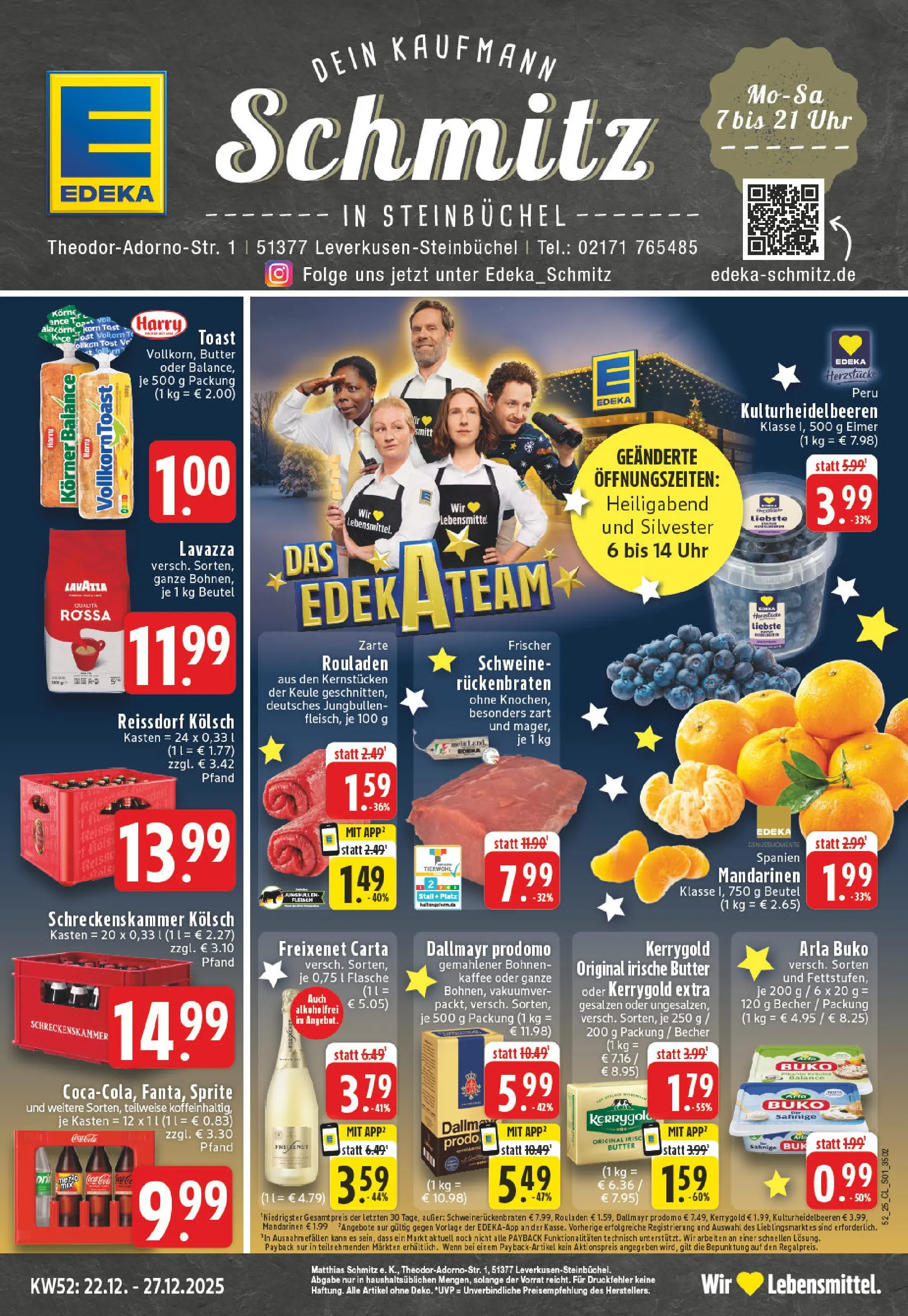 Edeka prospekt Leverkusen	 (ab 22.12.2025) » Angebote Online | Seite: 1 | Produkte: Kaffee, Freixenet, Mandarinen, Dallmayr