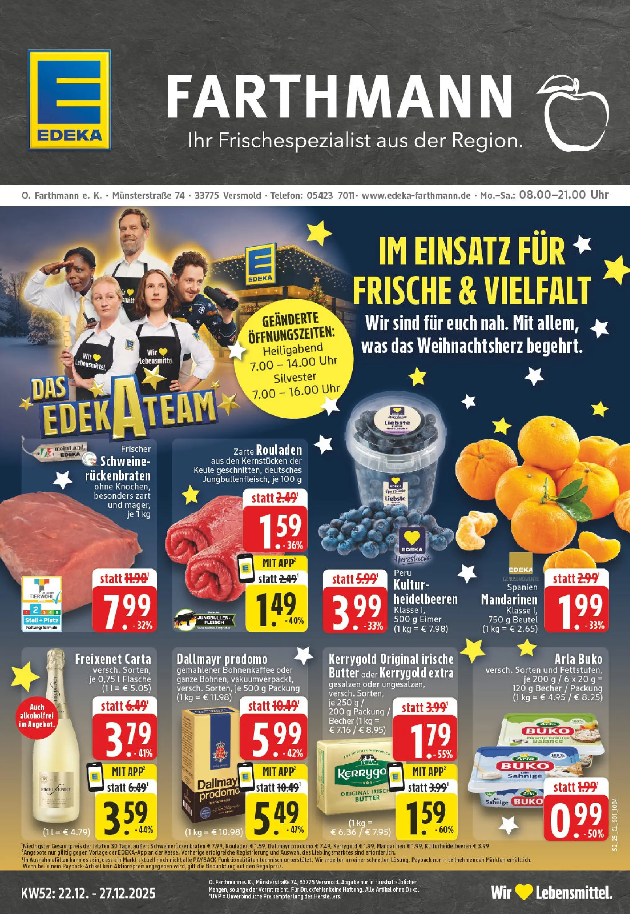 Edeka prospekt Versmold	 (ab 22.12.2025) » Angebote Online | Seite: 1 | Produkte: Freixenet, Heidelbeeren, Dallmayr, Fleisch
