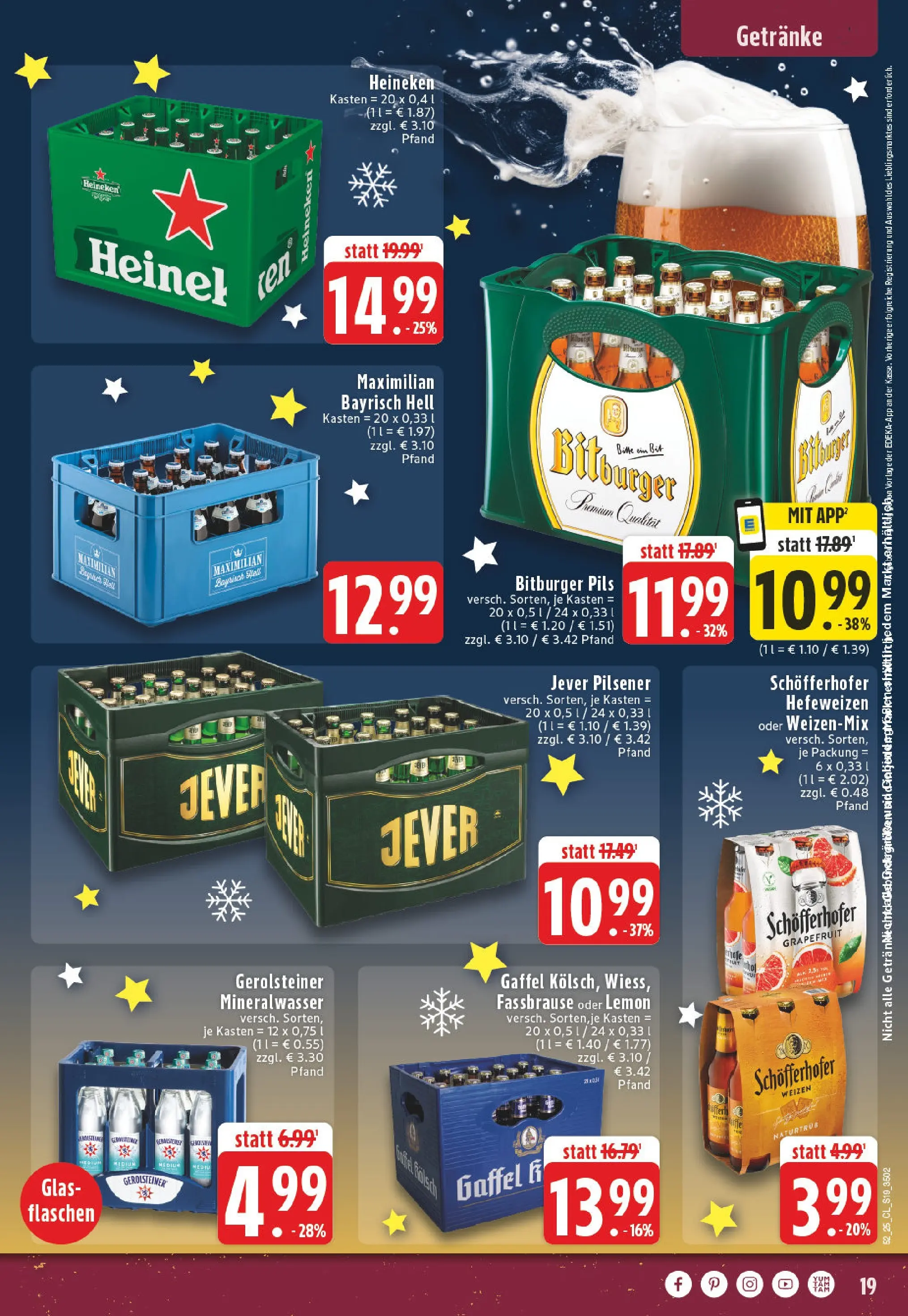 Edeka prospekt Leverkusen	 (ab 22.12.2025) » Angebote Online | Seite: 19 | Produkte: Bitburger, Grapefruit, Jever, Fassbrause