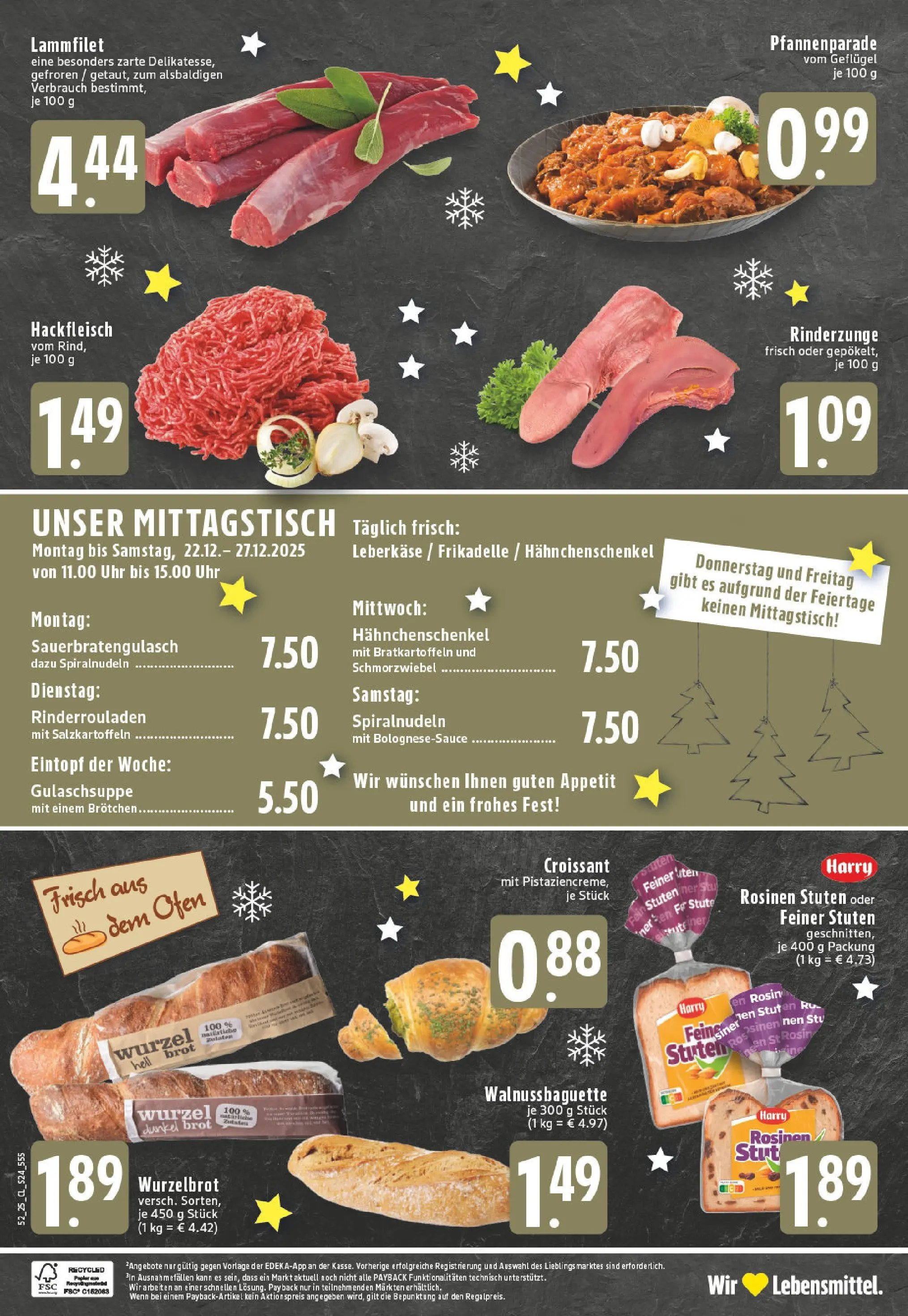 Edeka prospekt Duisburg-Walsum	 (ab 22.12.2025) » Angebote Online | Seite: 26 | Produkte: Rinderrouladen, Baguette, Rosinen, Leberkase
