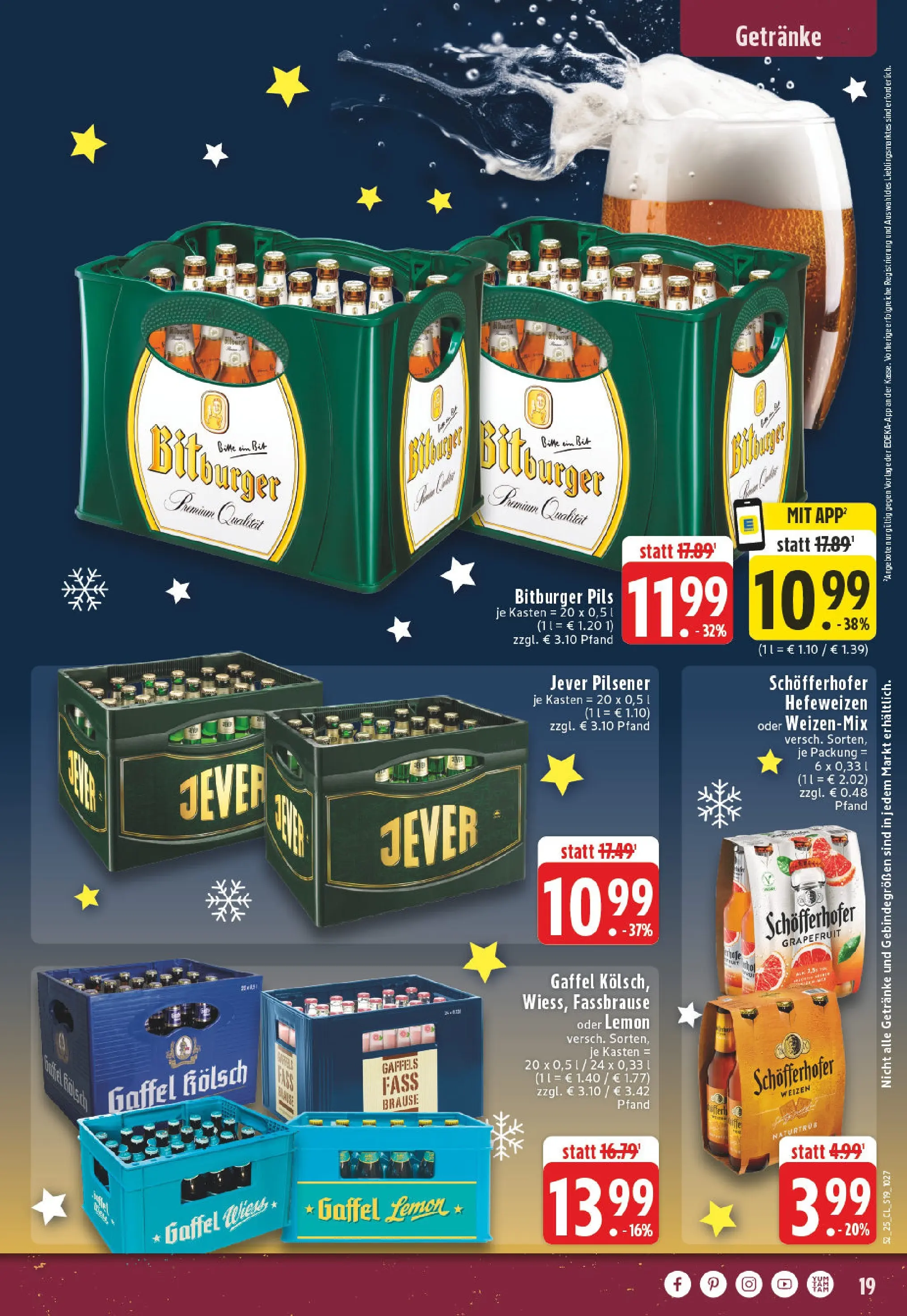 Edeka prospekt Ruppichteroth	 (ab 22.12.2025) » Angebote Online | Seite: 19 | Produkte: Bitburger, Pils, Burger, Fassbrause