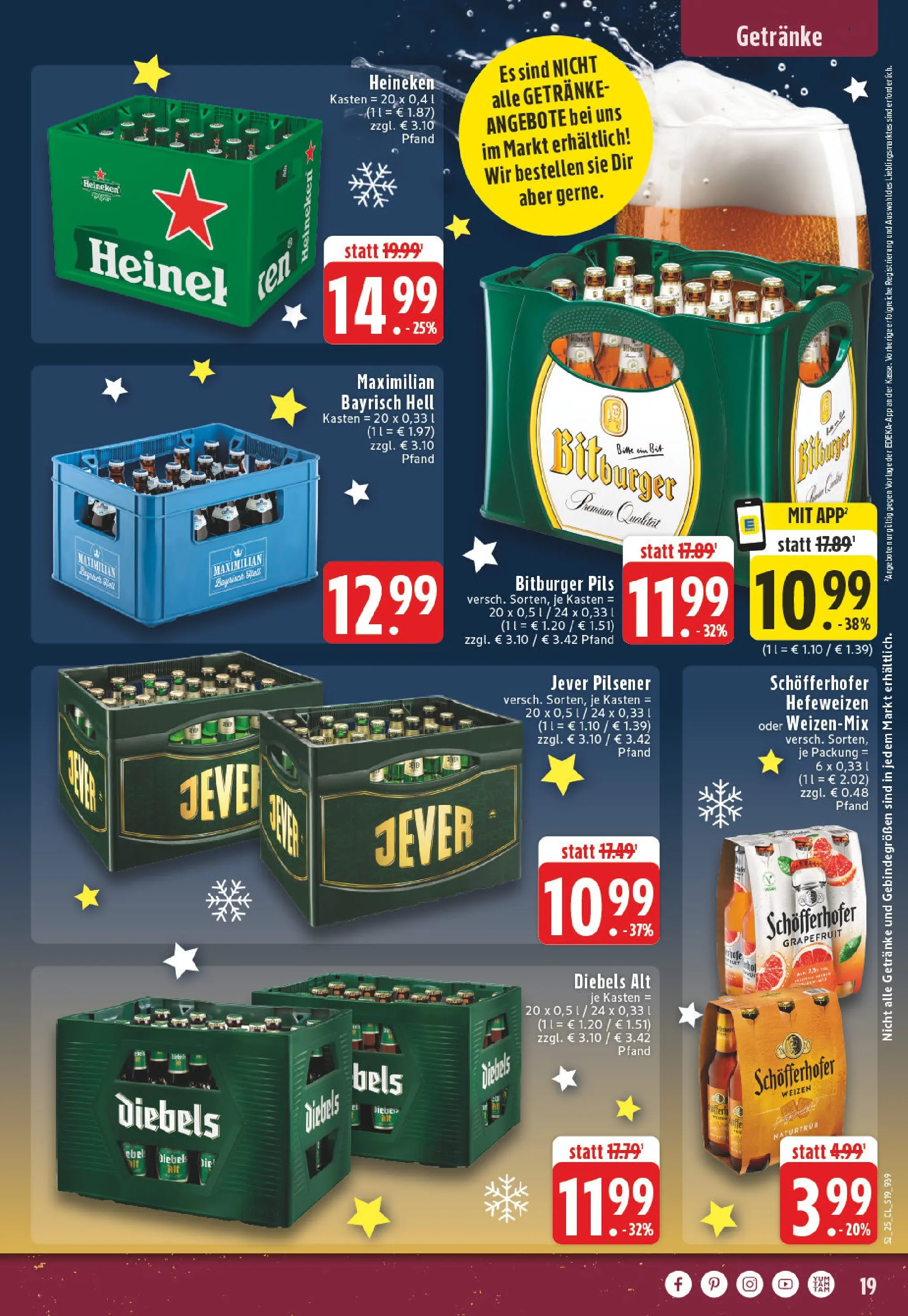 Edeka prospekt Iserlohn	 (ab 22.12.2025) » Angebote Online | Seite: 19 | Produkte: Bitburger, Pils, Jever, Diebels