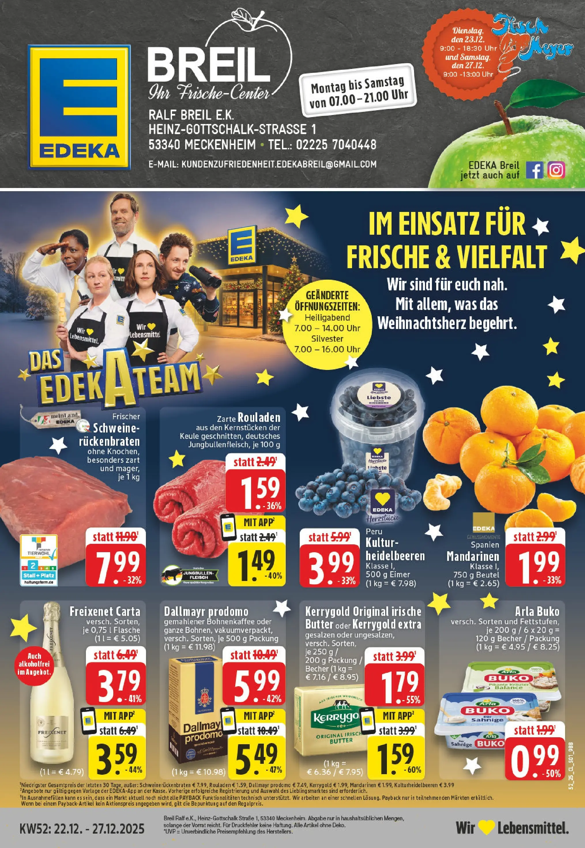 Edeka prospekt Meckenheim	 (ab 22.12.2025) » Angebote Online | Seite: 1 | Produkte: Mandarinen, Fisch, Dallmayr, Arla buko