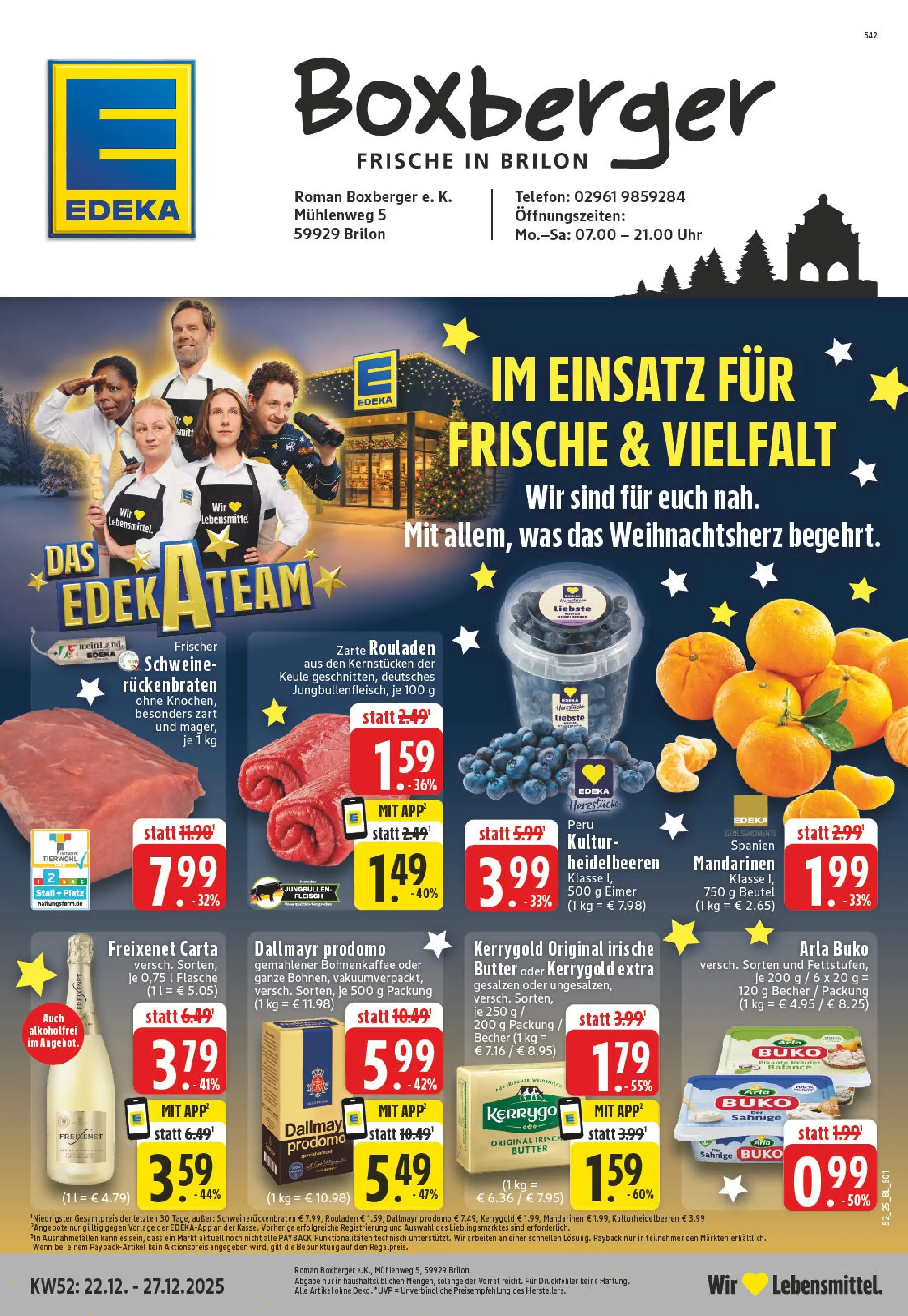 Edeka prospekt Brilon	 (ab 22.12.2025) » Angebote Online | Seite: 1 | Produkte: Freixenet, Heidelbeeren, Telefon, Uhr