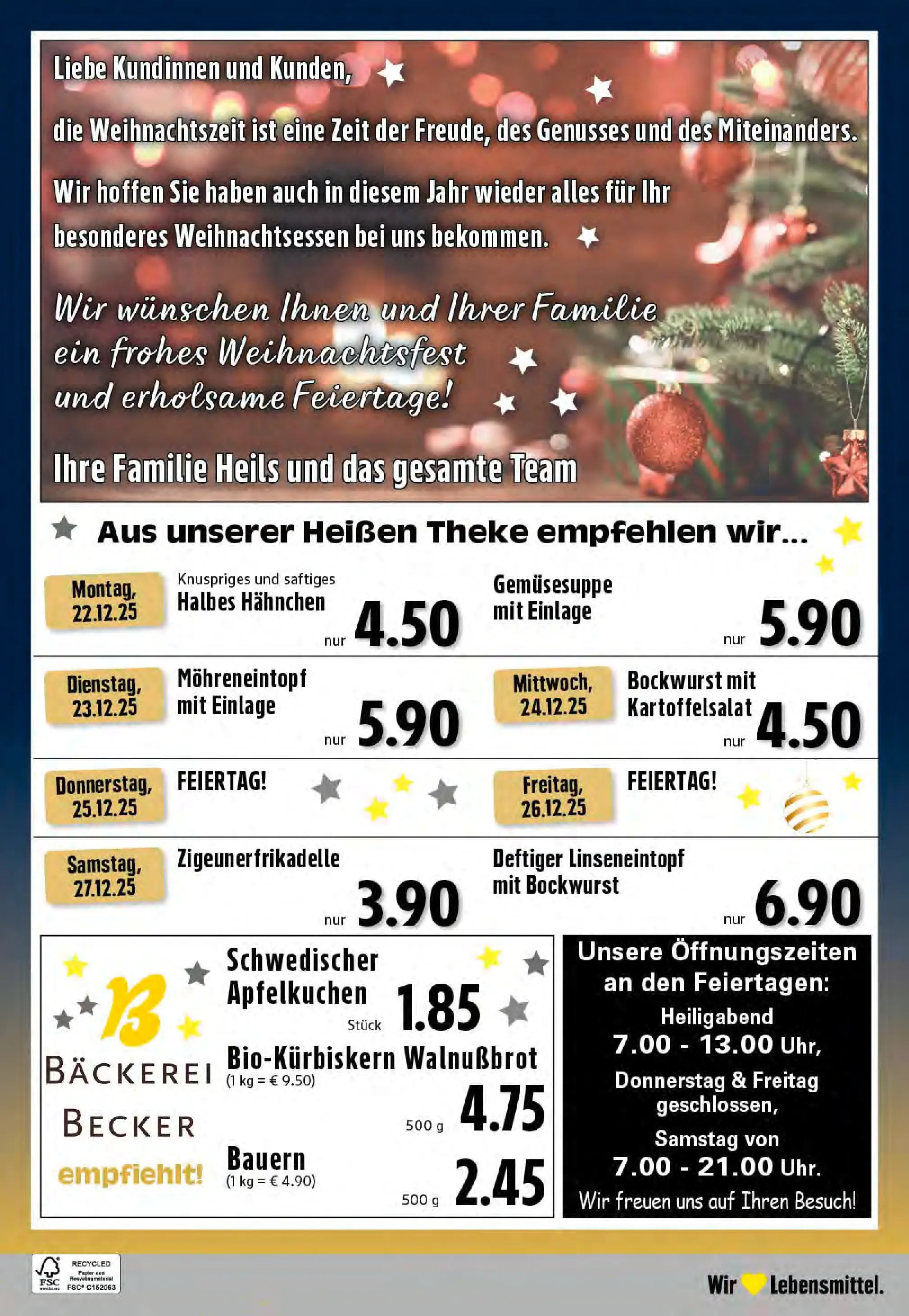 Edeka prospekt Reken-Bahnhof	 (ab 22.12.2025) » Angebote Online | Seite: 24 | Produkte: Bockwurst, Hahnchen, Bäckerei, Theke