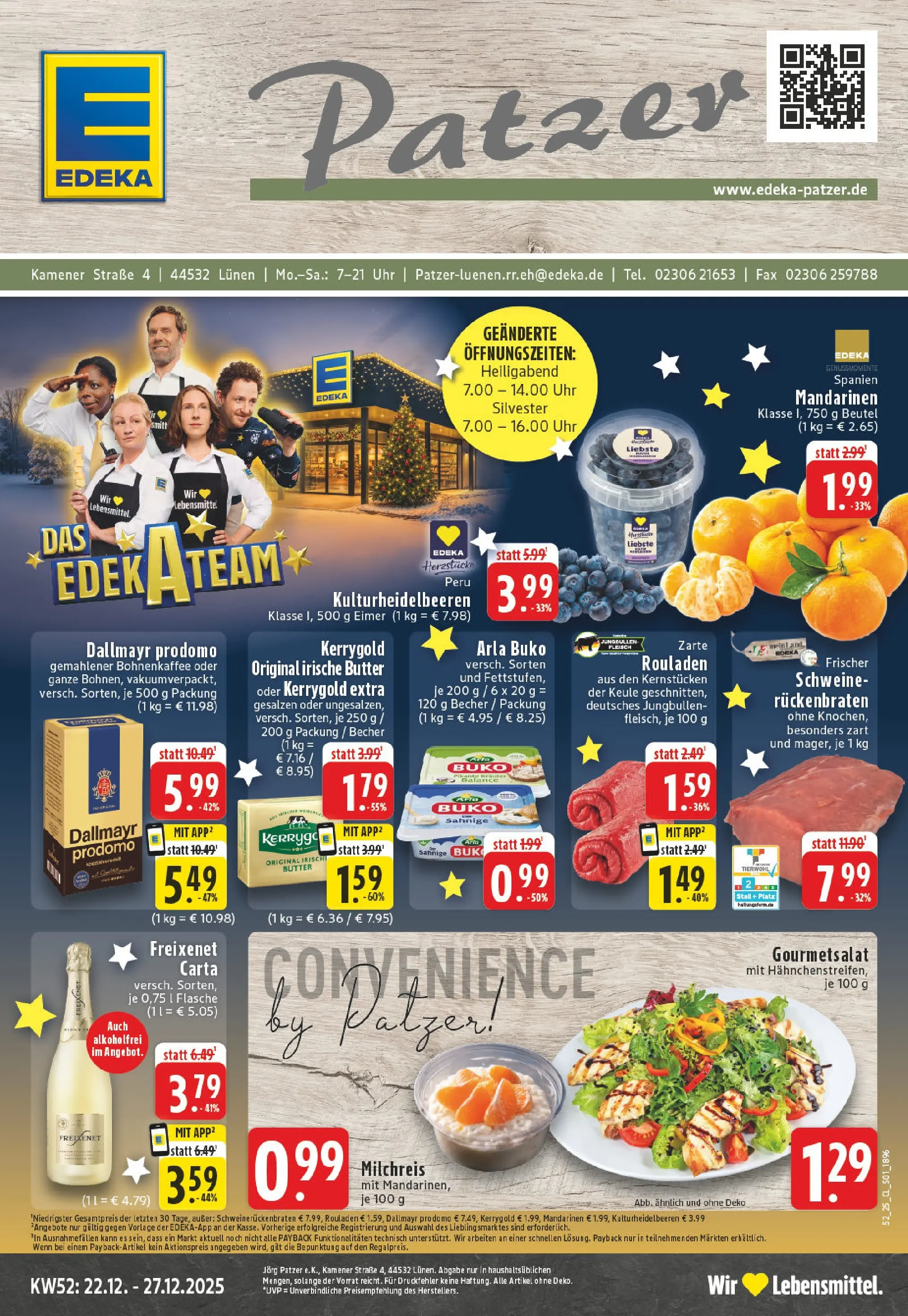 Edeka prospekt Lünen	 (ab 22.12.2025) » Angebote Online | Seite: 1 | Produkte: Butter, Freixenet, Mandarinen, Dallmayr prodomo