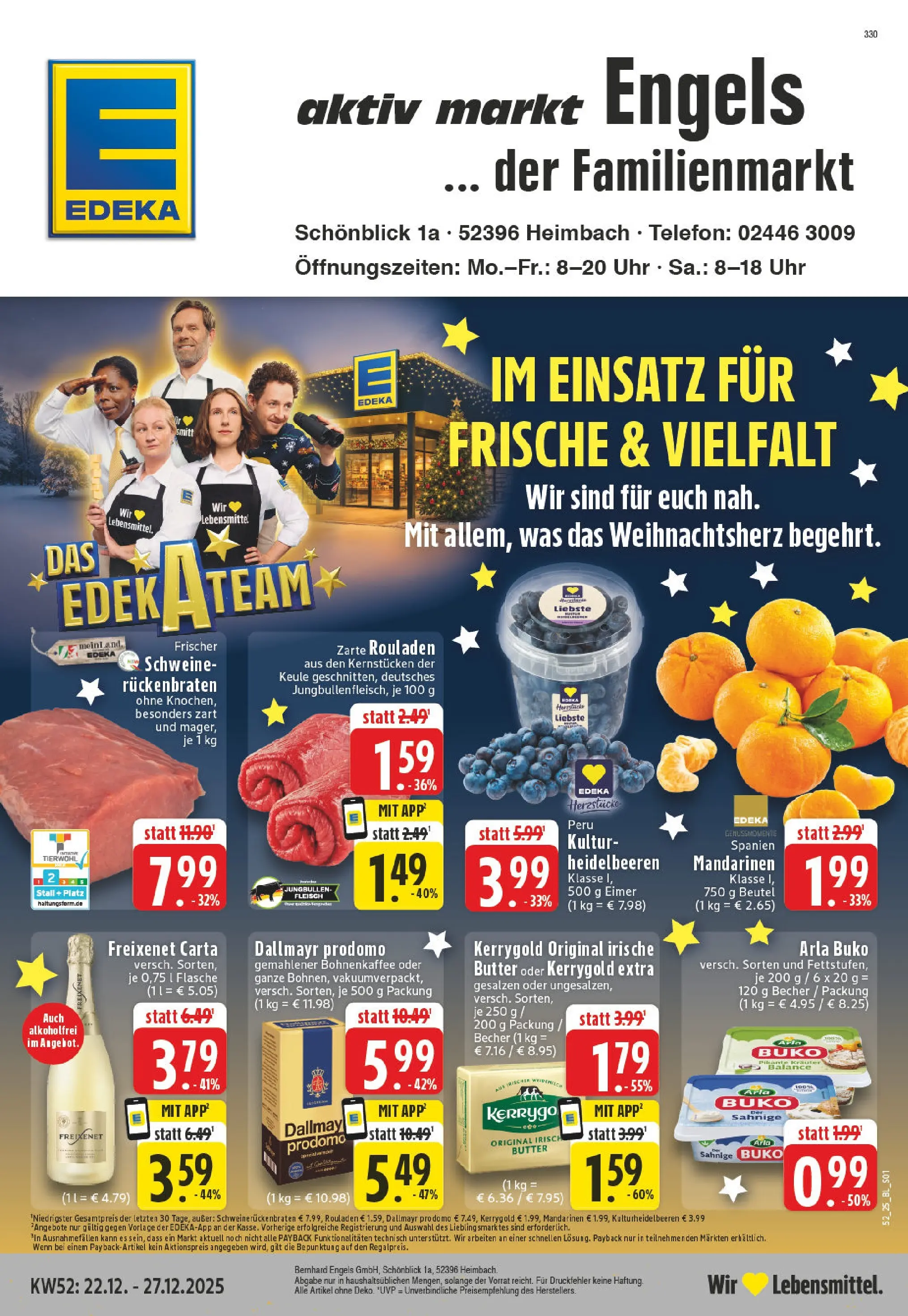 Edeka prospekt Heimbach	 (ab 22.12.2025) » Angebote Online | Seite: 1 | Produkte: Butter, Dallmayr prodomo, Telefon, Uhr