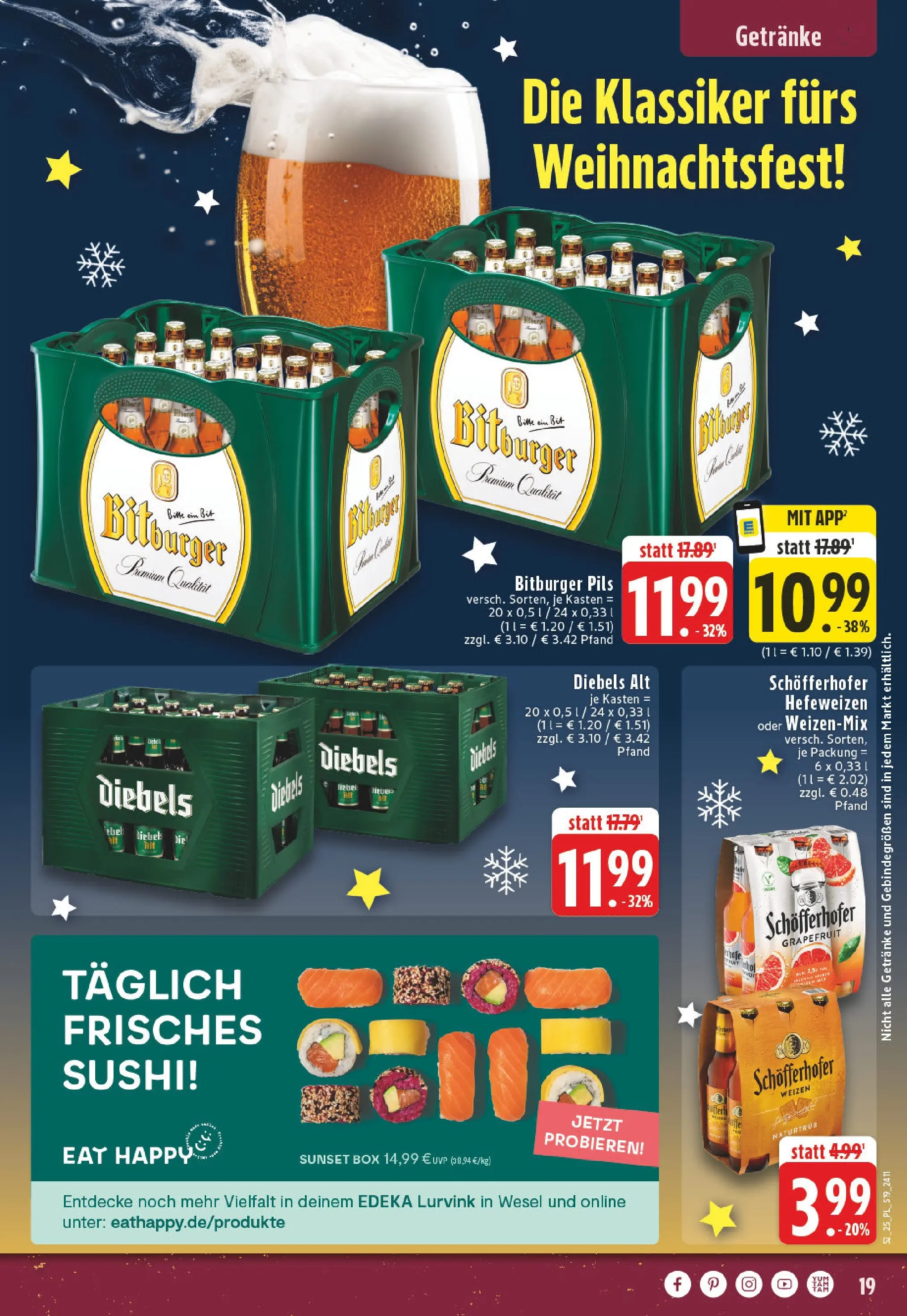 Edeka prospekt Wesel	 (ab 22.12.2025) » Angebote Online | Seite: 19 | Produkte: Bitburger, Box, Grapefruit, Diebels