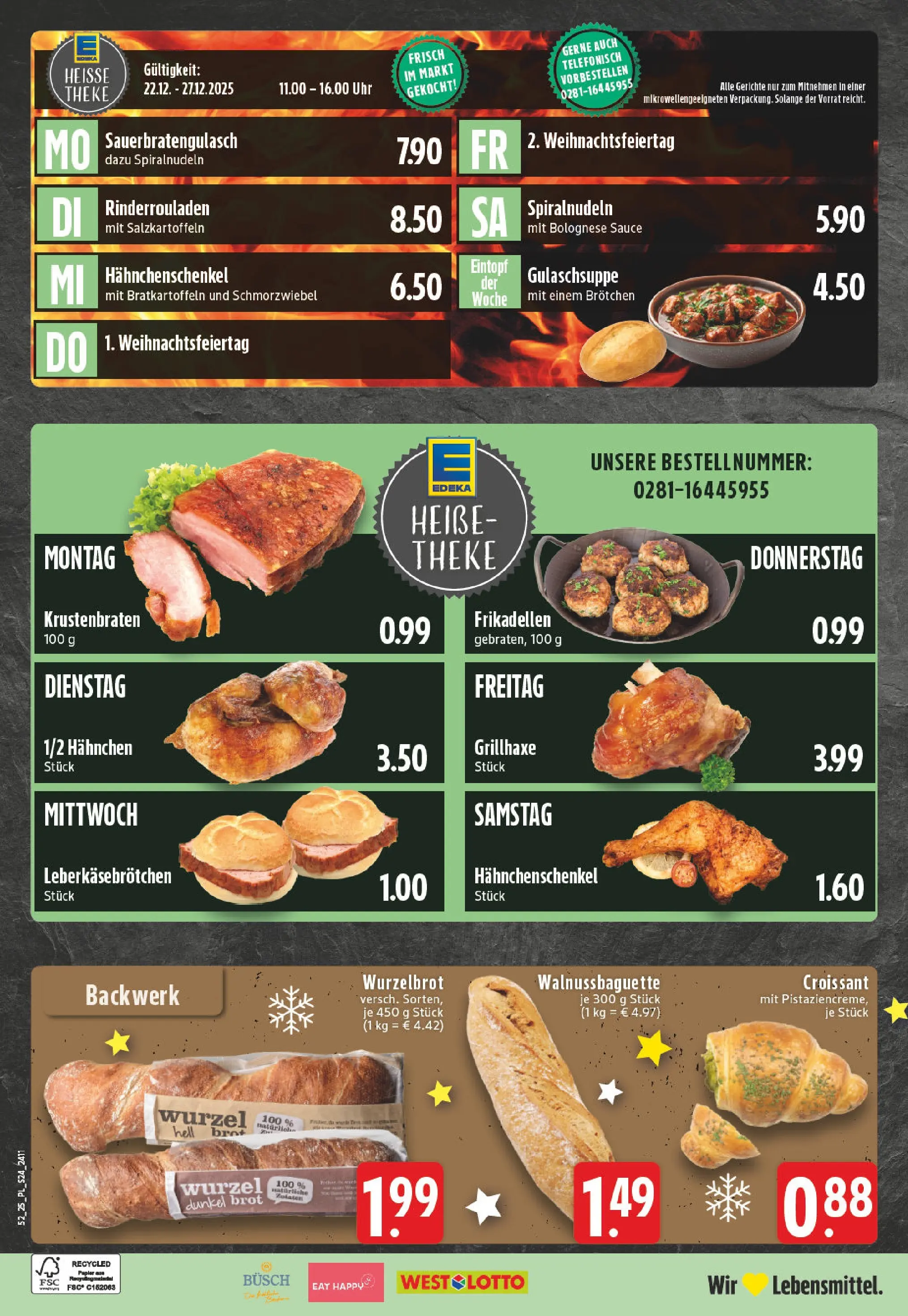 Edeka prospekt Wesel	 (ab 22.12.2025) » Angebote Online | Seite: 26 | Produkte: Hahnchenschenkel, Baguette, Krustenbraten, Croissant