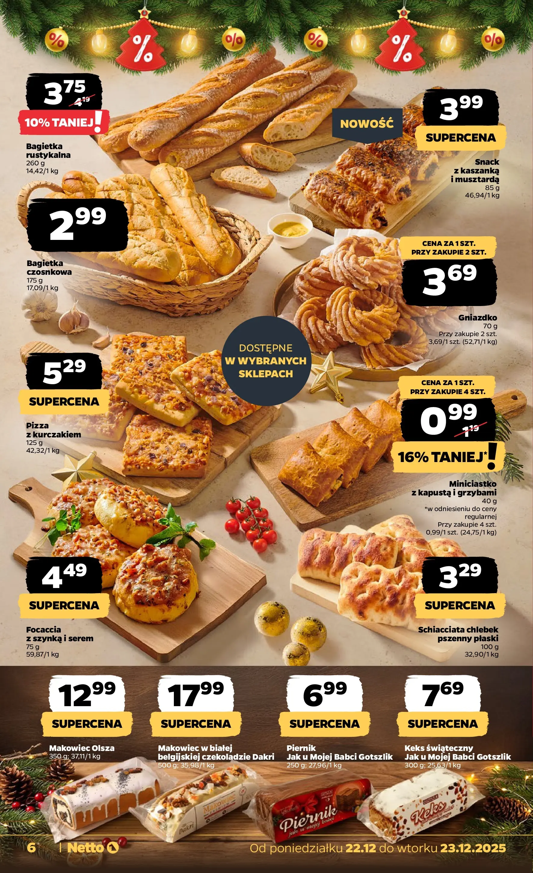 Netto - NETTO T52A ważne do 23.12 od 21.12.2025 - Aktualne promocje | Strona: 6 | Produkty: Piernik, Kaszanka, Pizza z kurczakiem, Musztarda