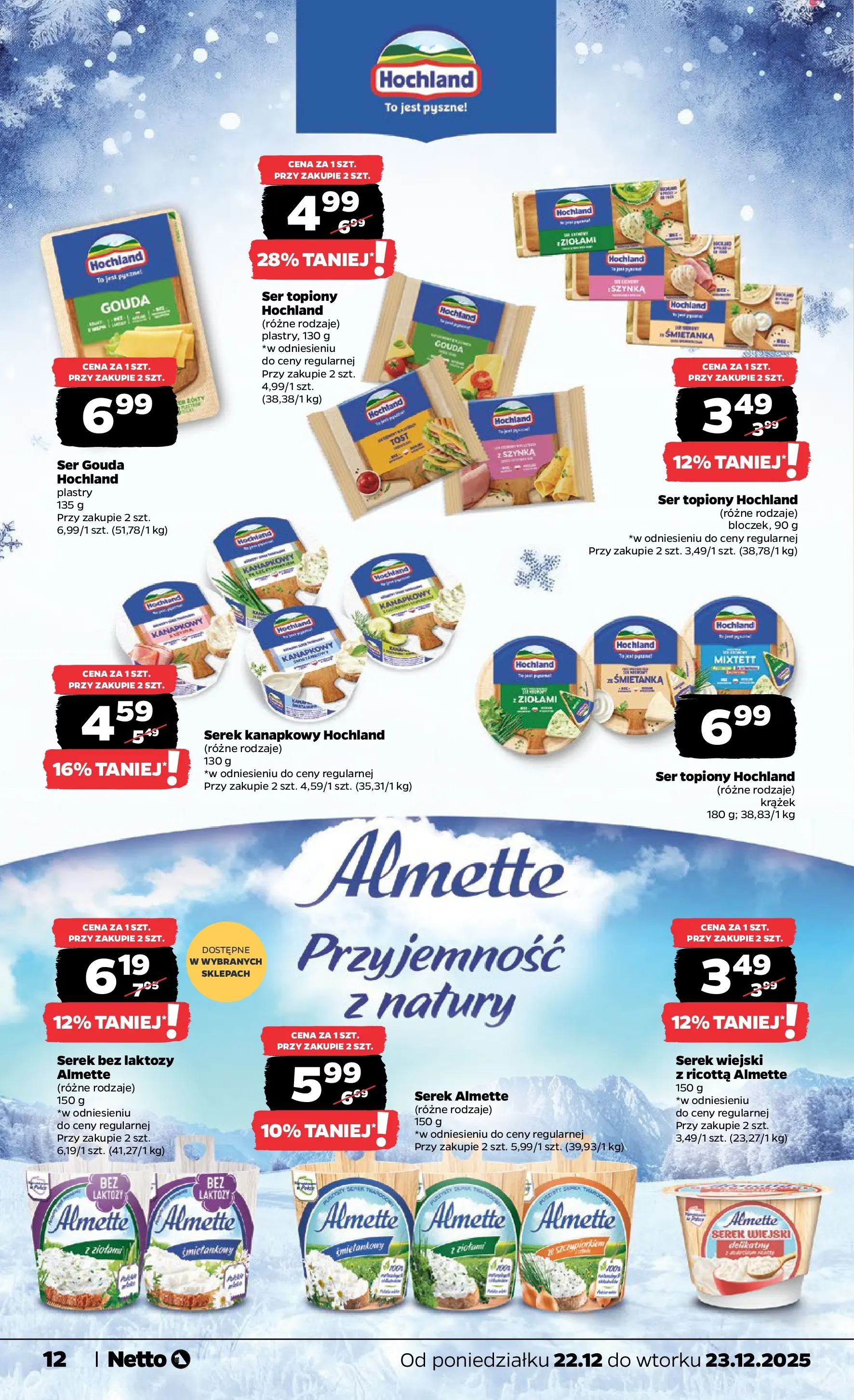 Netto - NETTO T52A ważne do 23.12 od 21.12.2025 - Aktualne promocje | Strona: 12 | Produkty: Serek kanapkowy, Ser topiony, Serek, Serek wiejski