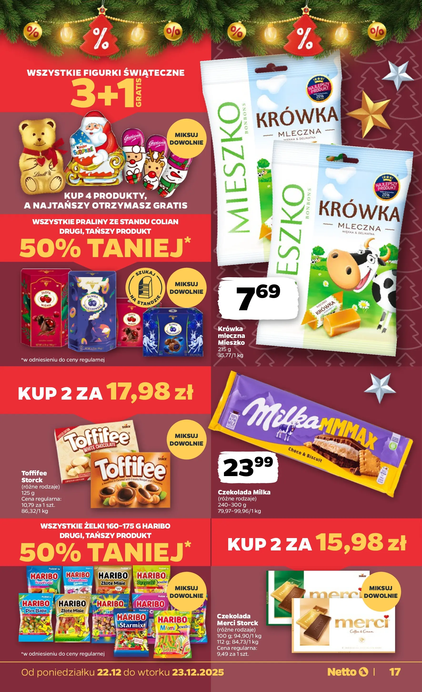 Netto - NETTO T52A ważne do 23.12 od 21.12.2025 - Aktualne promocje | Strona: 17 | Produkty: Czekolada merci, Toffifee, Figurki, Czekolada