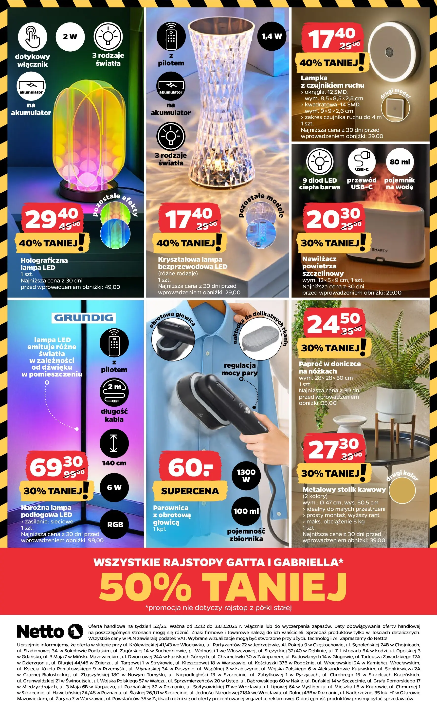 Netto - NETTO T52A ważne do 23.12 od 21.12.2025 - Aktualne promocje | Strona: 22 | Produkty: Paproć, Stolik kawowy, Lampa, Parownica