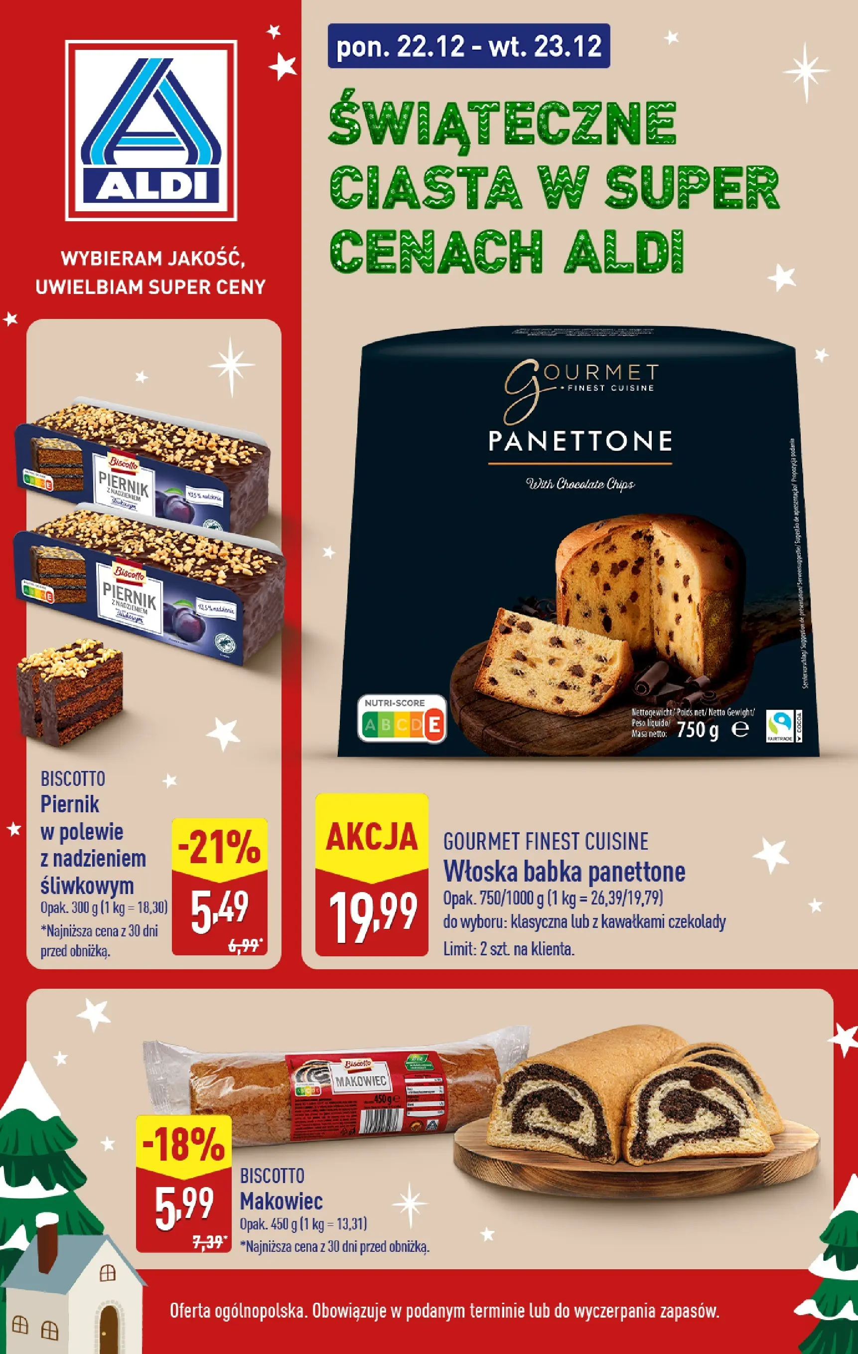 Aldi - Świąteczne ciasta w ALDI od 21.12.2025 - Ulotka PDF, promocje | Strona: 1 | Produkty: Czekolady, Piernik, Babka