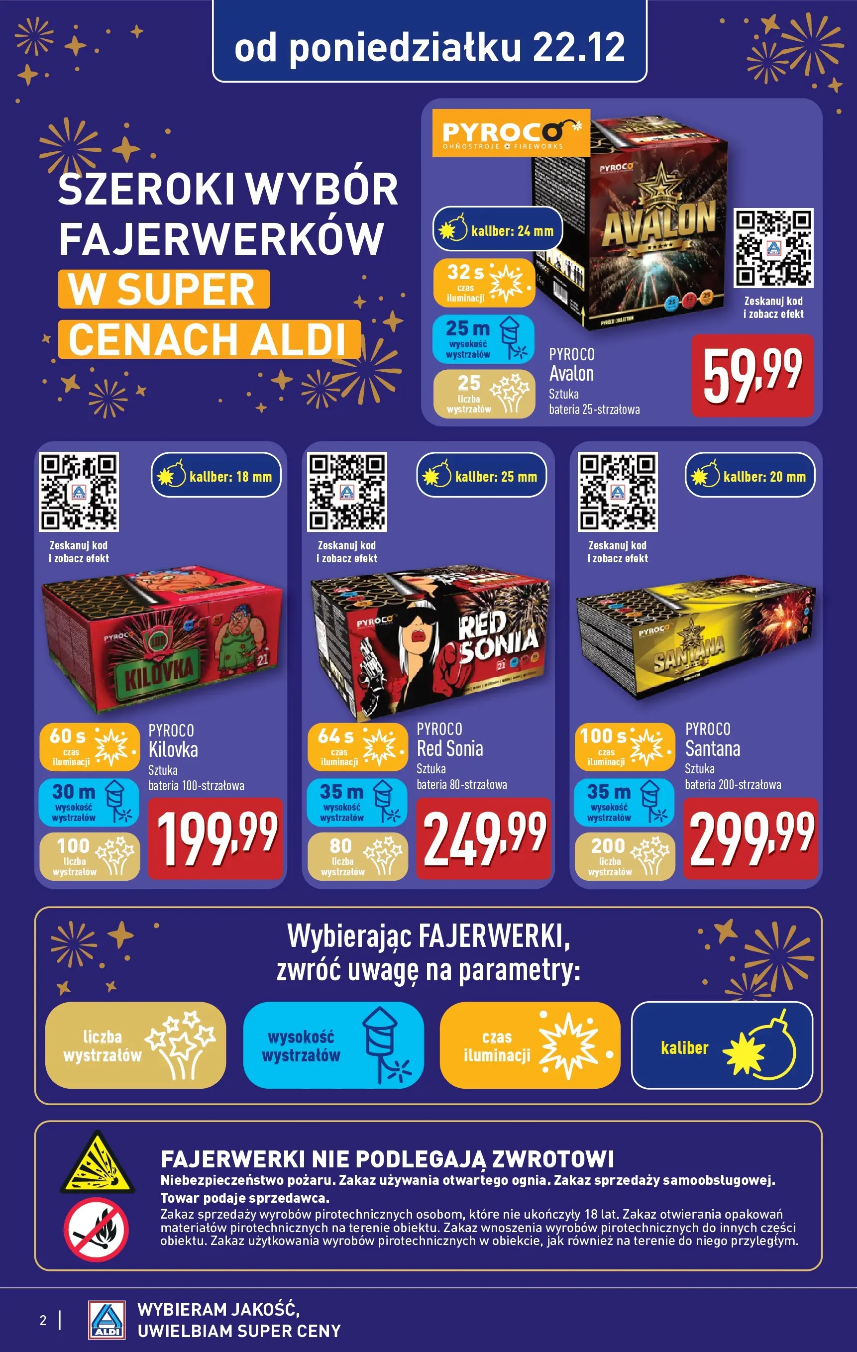 Aldi - Fajerwerki w ALDI od 22.12 od 21.12.2025 - Ulotka PDF, promocje | Strona: 2 | Produkty: Fajerwerki, Bateria