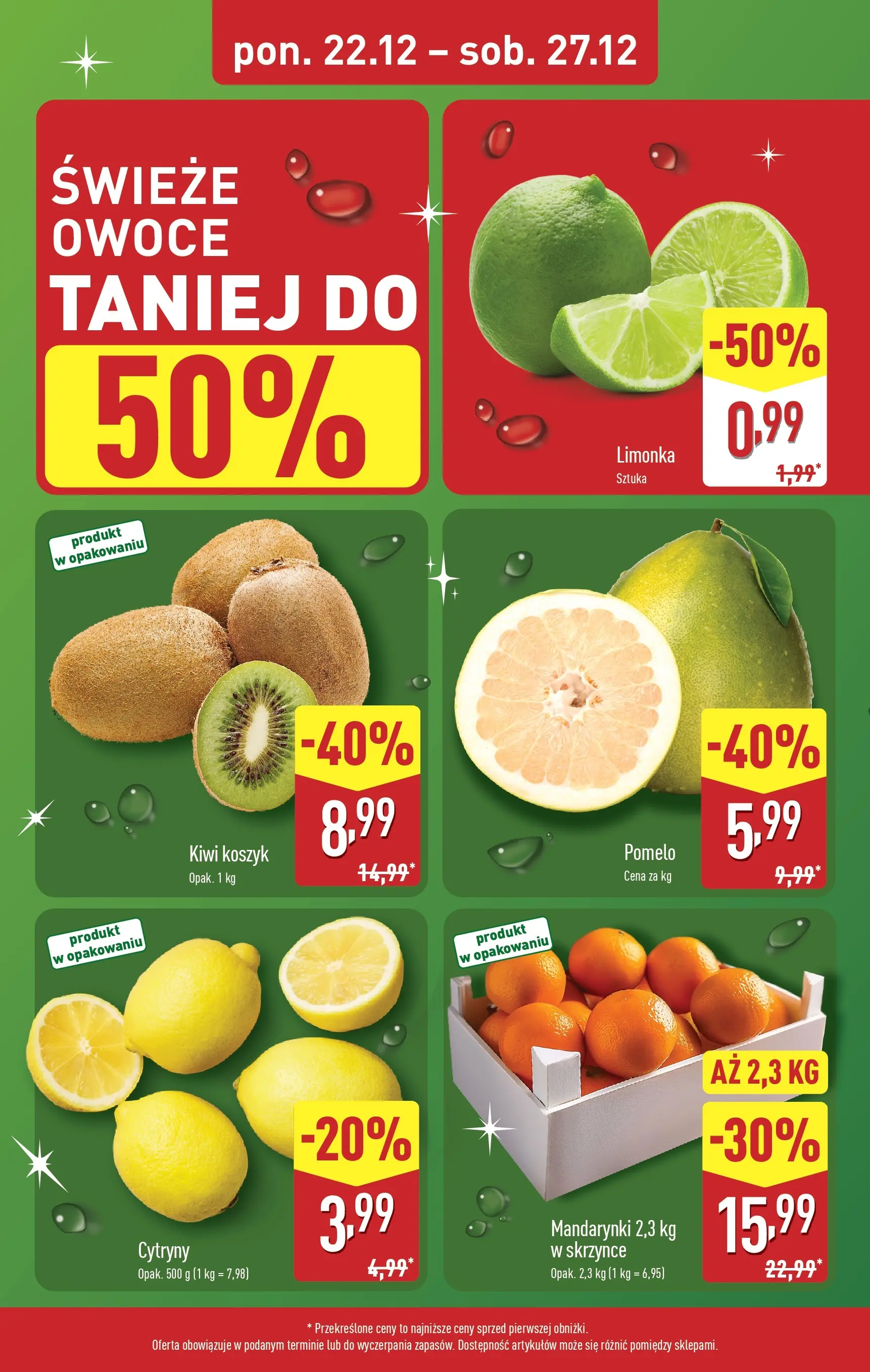 Aldi - Świąteczne owoce i warzywa w ALDI od 21.12.2025 - Ulotka PDF, promocje | Strona: 2 | Produkty: Limonka, Pomelo, Cytryny, Mandarynki