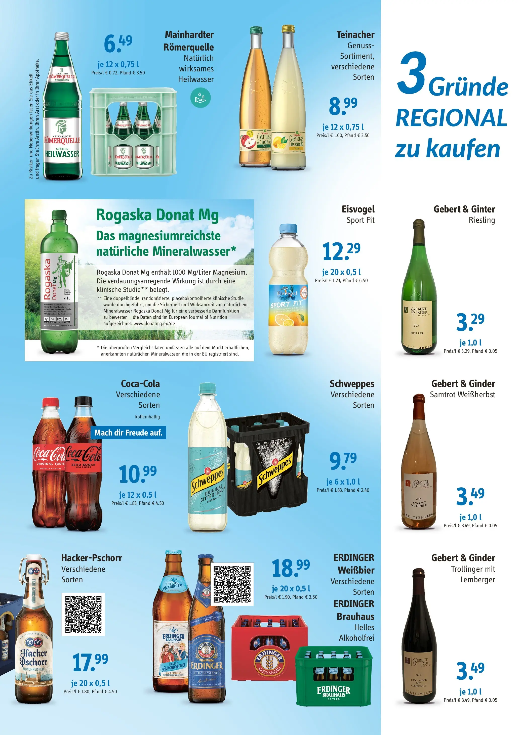 Entdecke - Getränke Oess & Bulling: Angebote (ab 04.01.2026) zum Blättern | Seite: 3 | Produkte: Cola, Weißbier, Schweppes, Mineralwasser