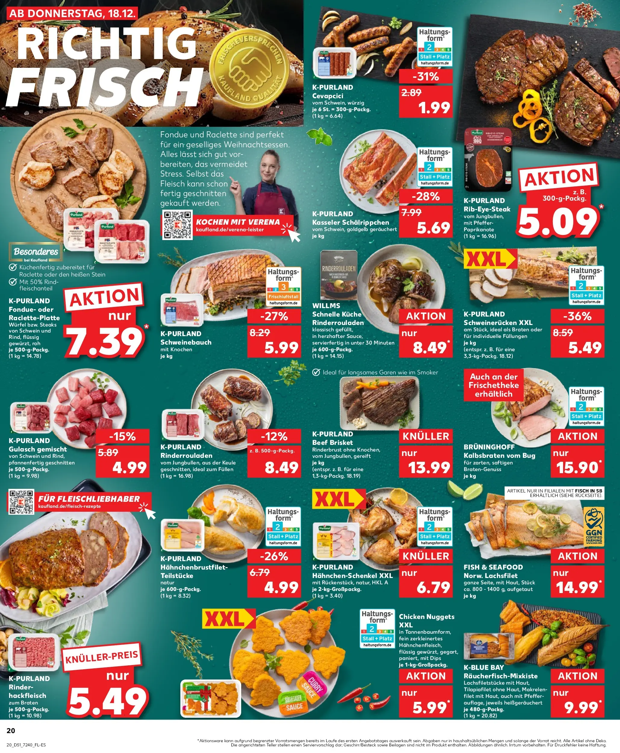 Prospekt Kaufland ab 22.12.2025 » Angebote Online zum Blättern | Seite: 20 | Produkte: Schweinebauch, Raclette, Fondue, Fleisch