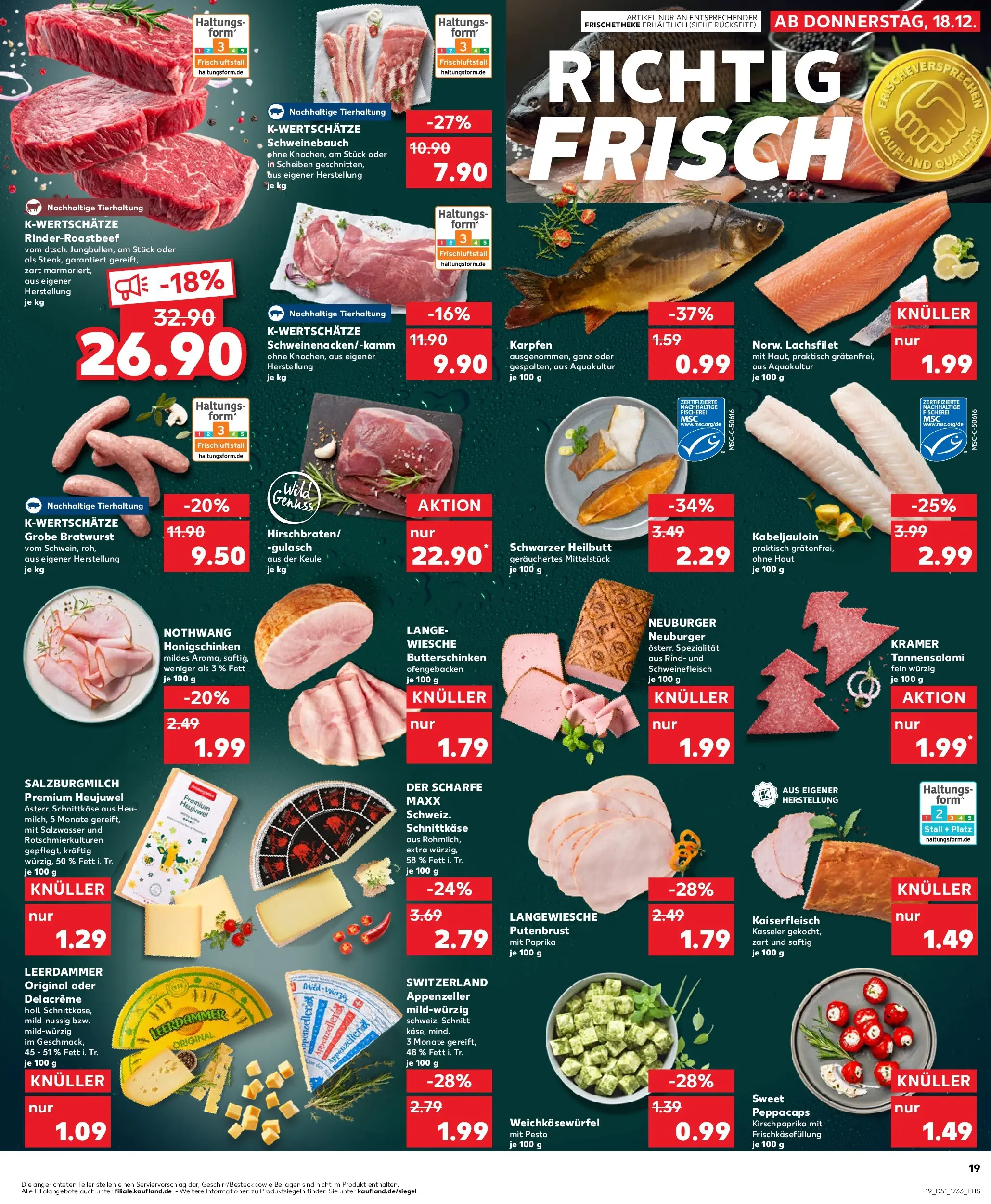 Prospekt Kaufland ab 22.12.2025 » Angebote Online zum Blättern | Seite: 19 | Produkte: Schweinebauch, Gulasch, Salami, Schweinefleisch