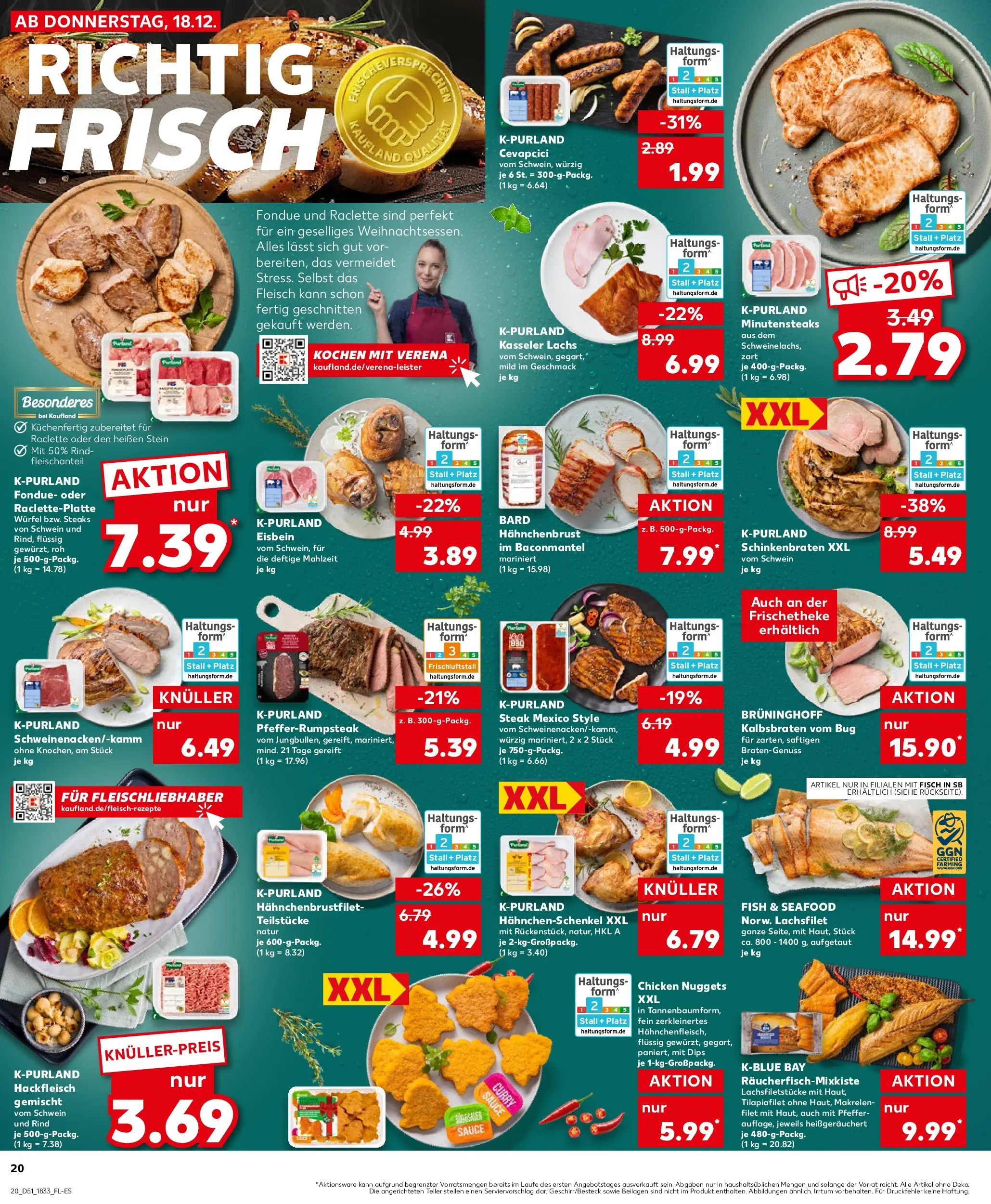 Prospekt Kaufland ab 22.12.2025 » Angebote Online zum Blättern | Seite: 20 | Produkte: Hahnchenschenkel, Pfeffer, Fleisch, Hackfleisch
