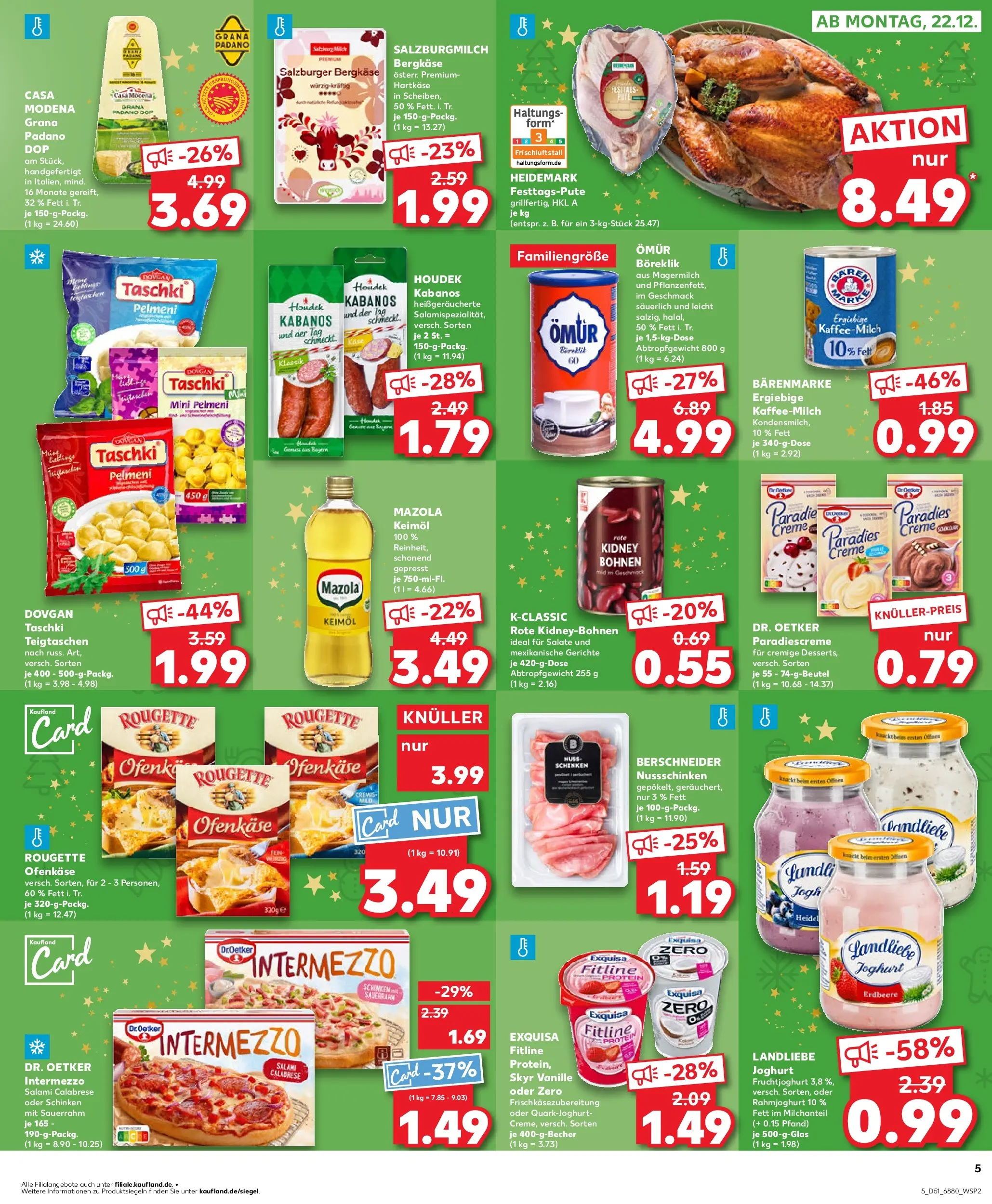 Prospekt Kaufland ab 22.12.2025 » Angebote Online zum Blättern | Seite: 5 | Produkte: Rougette ofenkase, Fruchtjoghurt, Skyr, Exquisa
