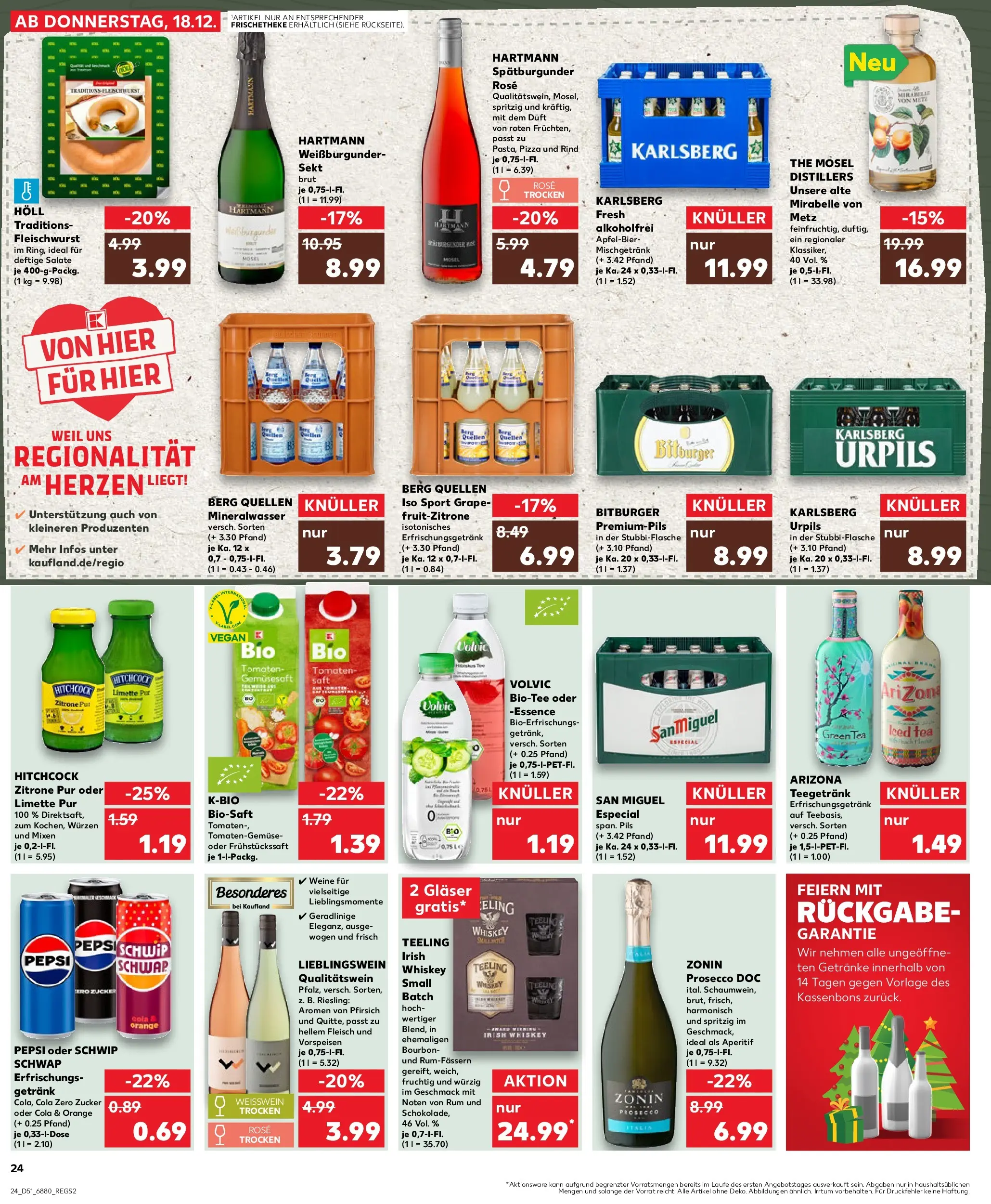 Prospekt Kaufland ab 22.12.2025 » Angebote Online zum Blättern | Seite: 24 | Produkte: Cola, Weißwein trocken, Pizza, Whiskey