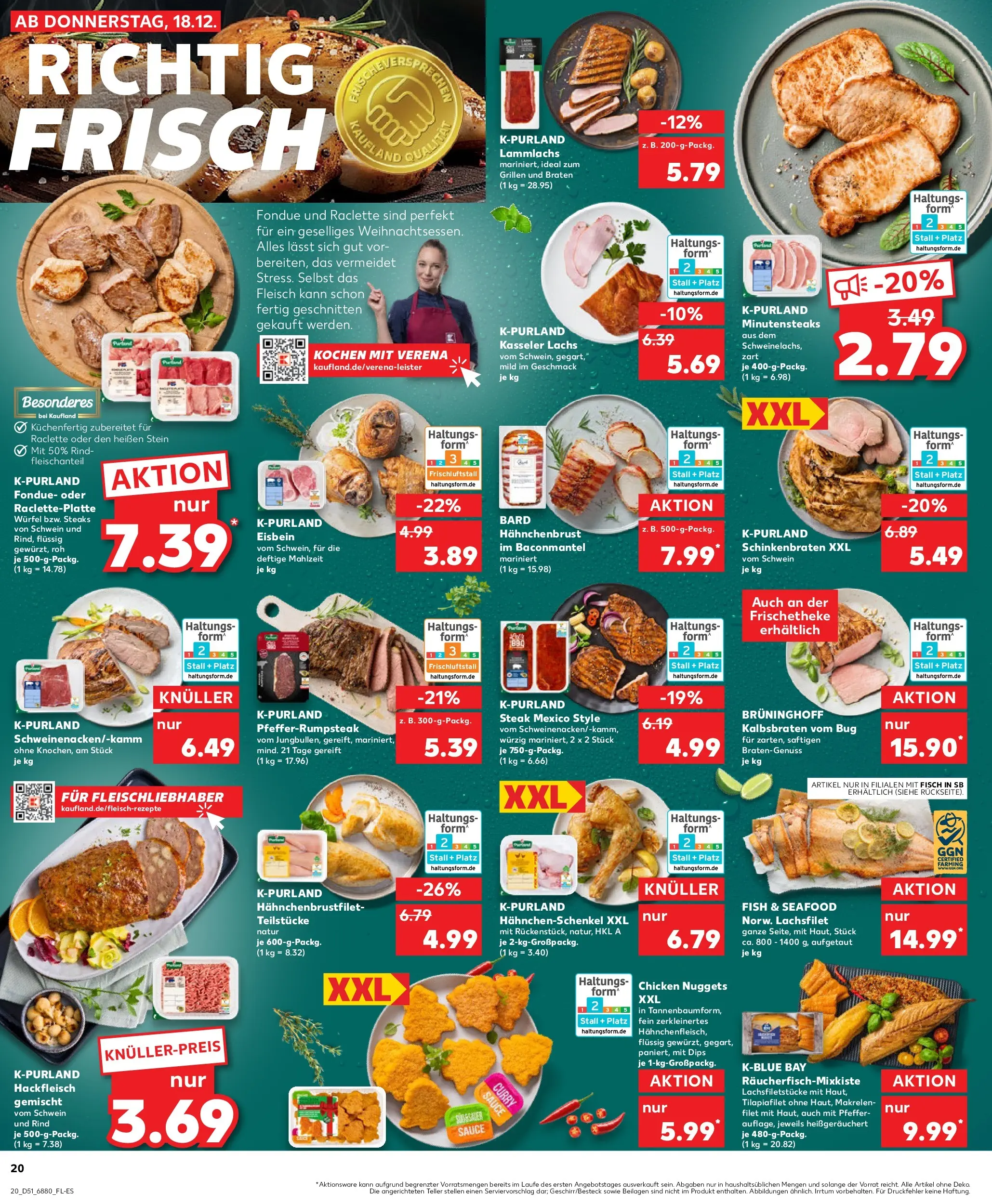Prospekt Kaufland ab 22.12.2025 » Angebote Online zum Blättern | Seite: 20 | Produkte: Lachs, Raclette, Fondue, Hackfleisch