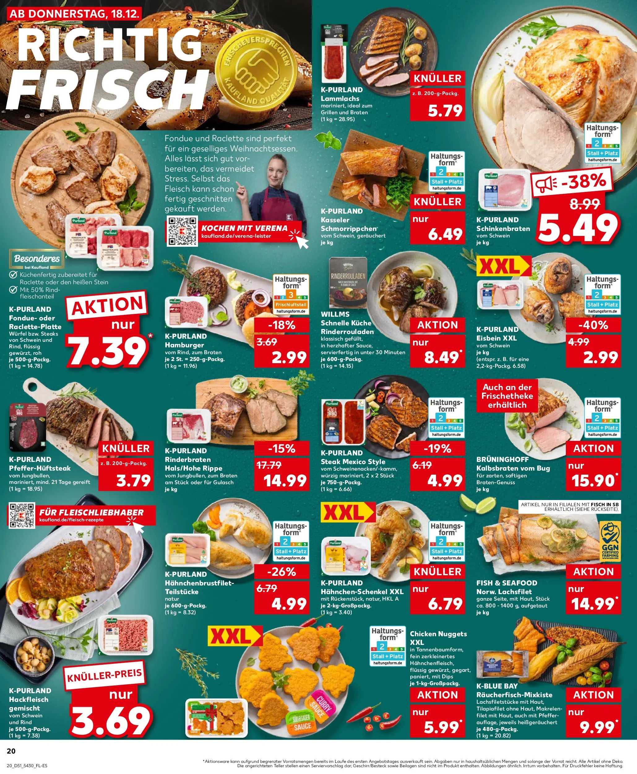 Prospekt Kaufland ab 22.12.2025 » Angebote Online zum Blättern | Seite: 20 | Produkte: Hahnchenschenkel, Steak, Fondue, Fleisch