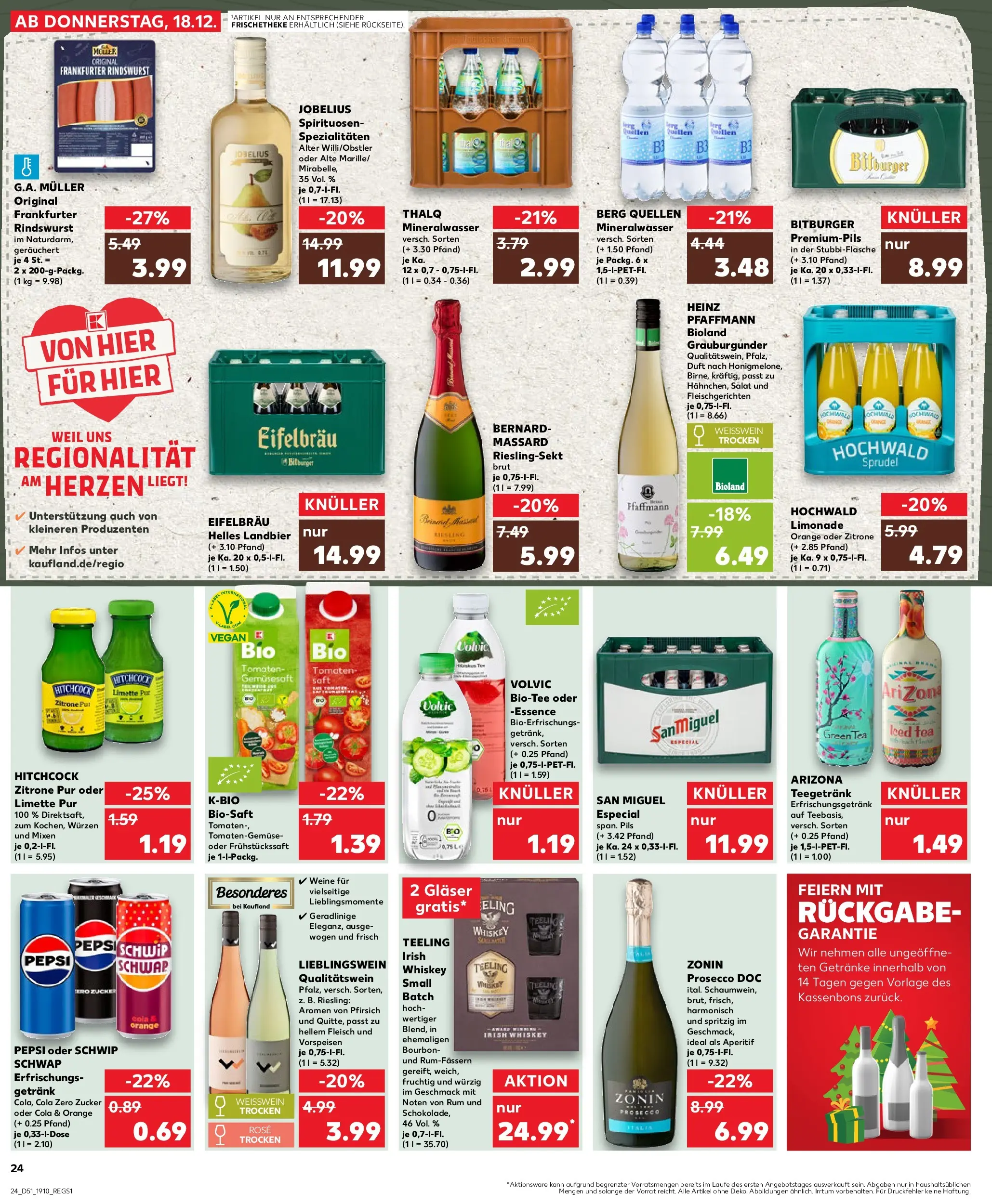 Prospekt Kaufland ab 22.12.2025 » Angebote Online zum Blättern | Seite: 24 | Produkte: Cola, Mineralwasser, Pfirsich, Fleisch