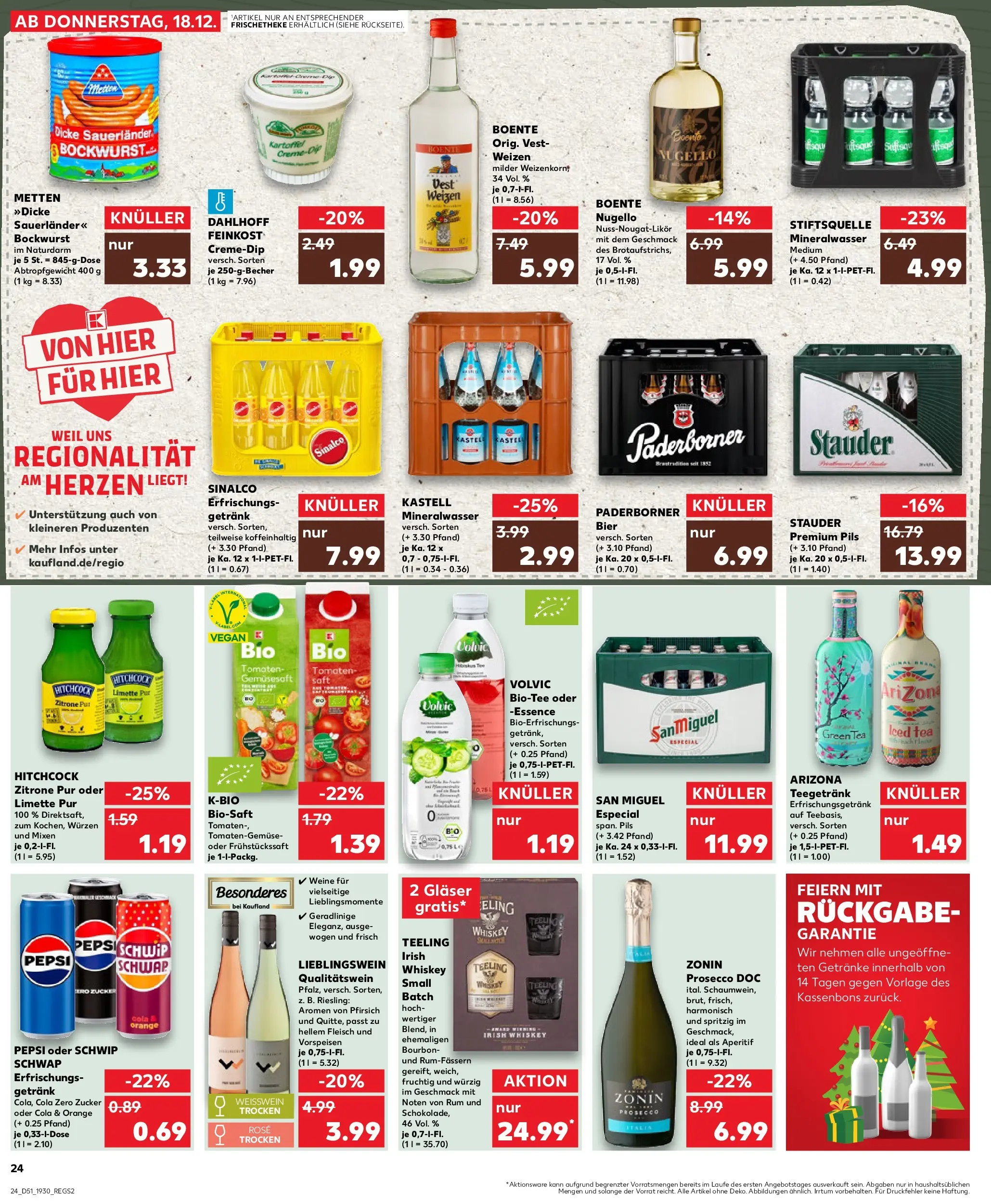 Prospekt Kaufland ab 22.12.2025 » Angebote Online zum Blättern | Seite: 24 | Produkte: Mineralwasser, Limette, Saft, Volvic