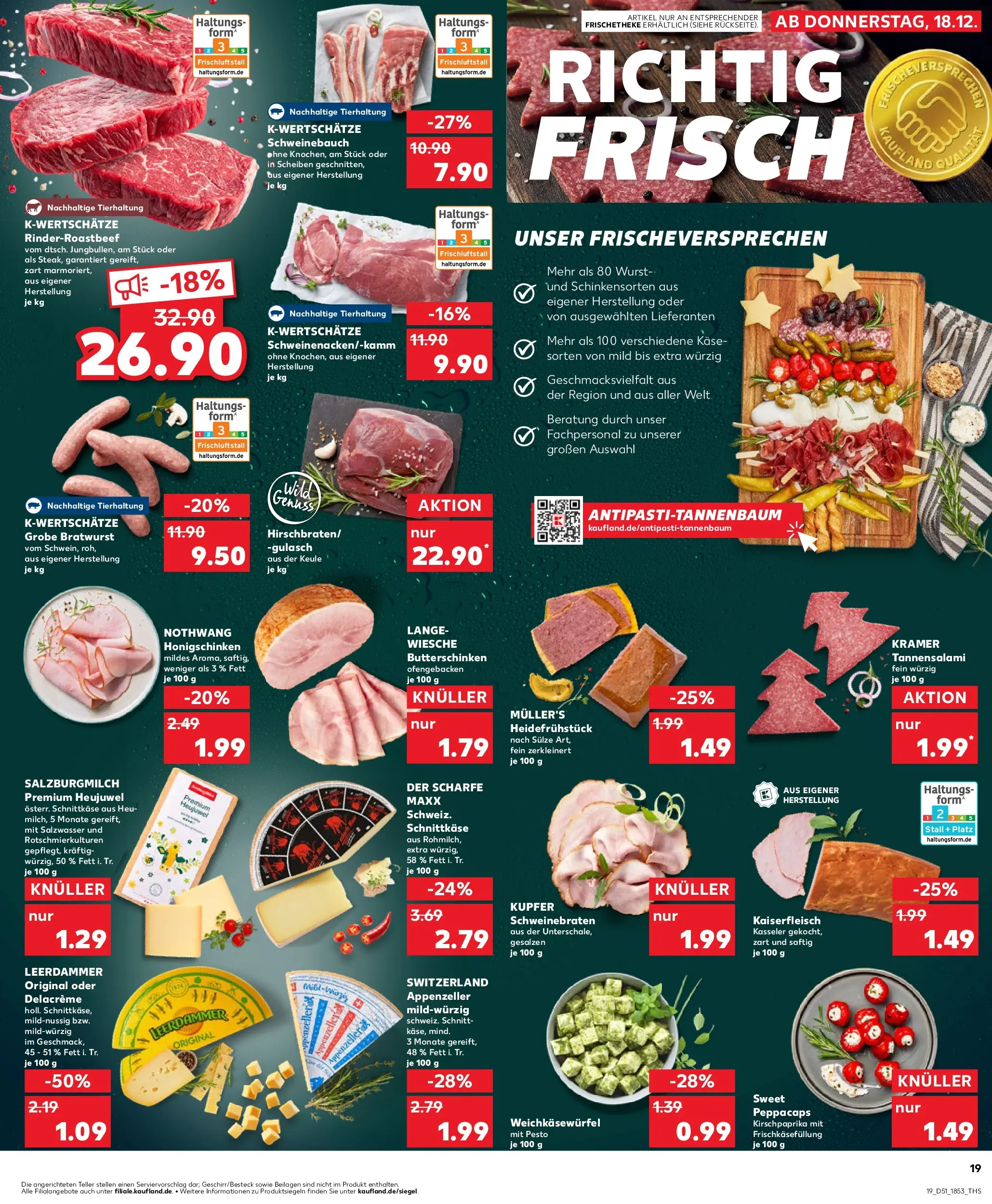 Prospekt Kaufland ab 22.12.2025 » Angebote Online zum Blättern | Seite: 19 | Produkte: Käse, Bratwurst, Wurst, Salami