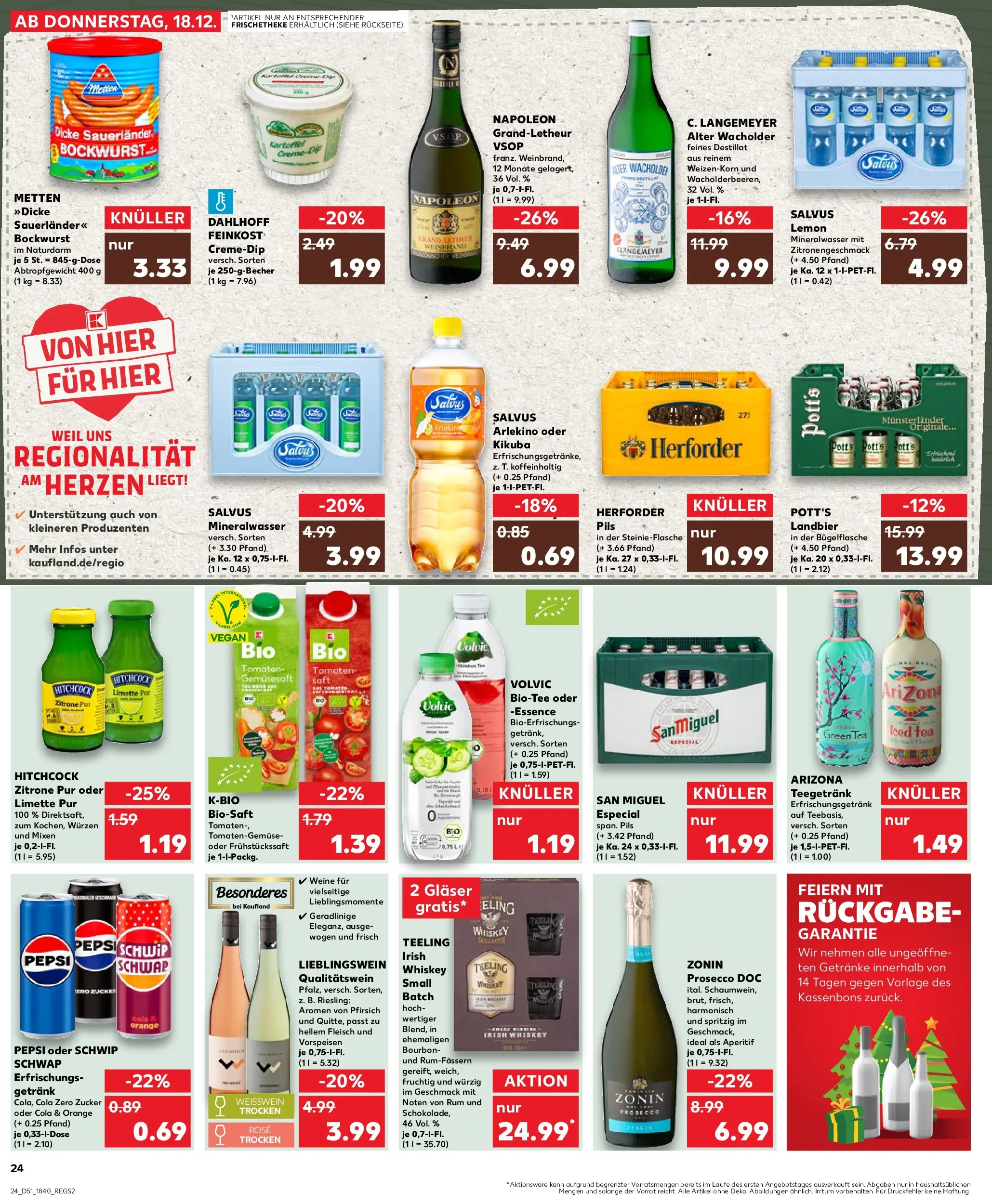Prospekt Kaufland ab 22.12.2025 » Angebote Online zum Blättern | Seite: 24 | Produkte: Weißwein, Tomaten, Zucker, Bourbon