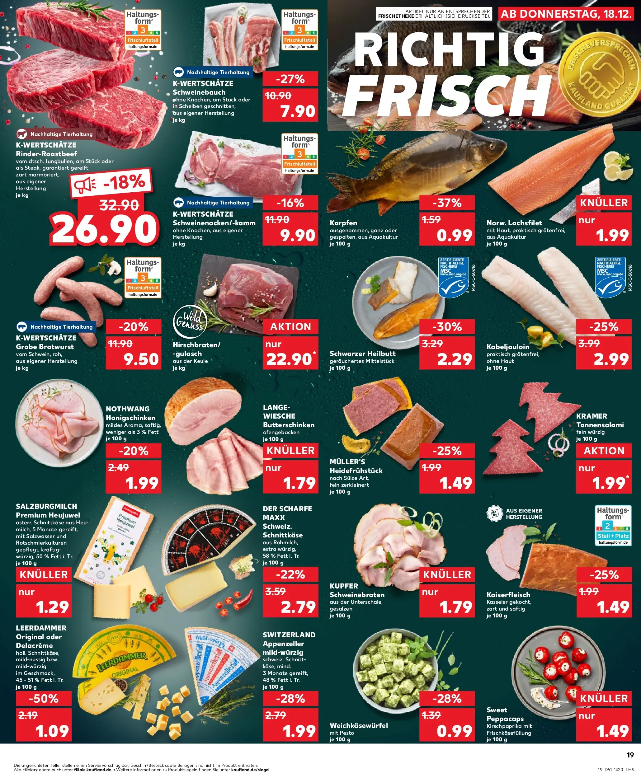 Prospekt Kaufland ab 22.12.2025 » Angebote Online zum Blättern | Seite: 19 | Produkte: Butter, Schweinebauch, Leerdammer, Gulasch