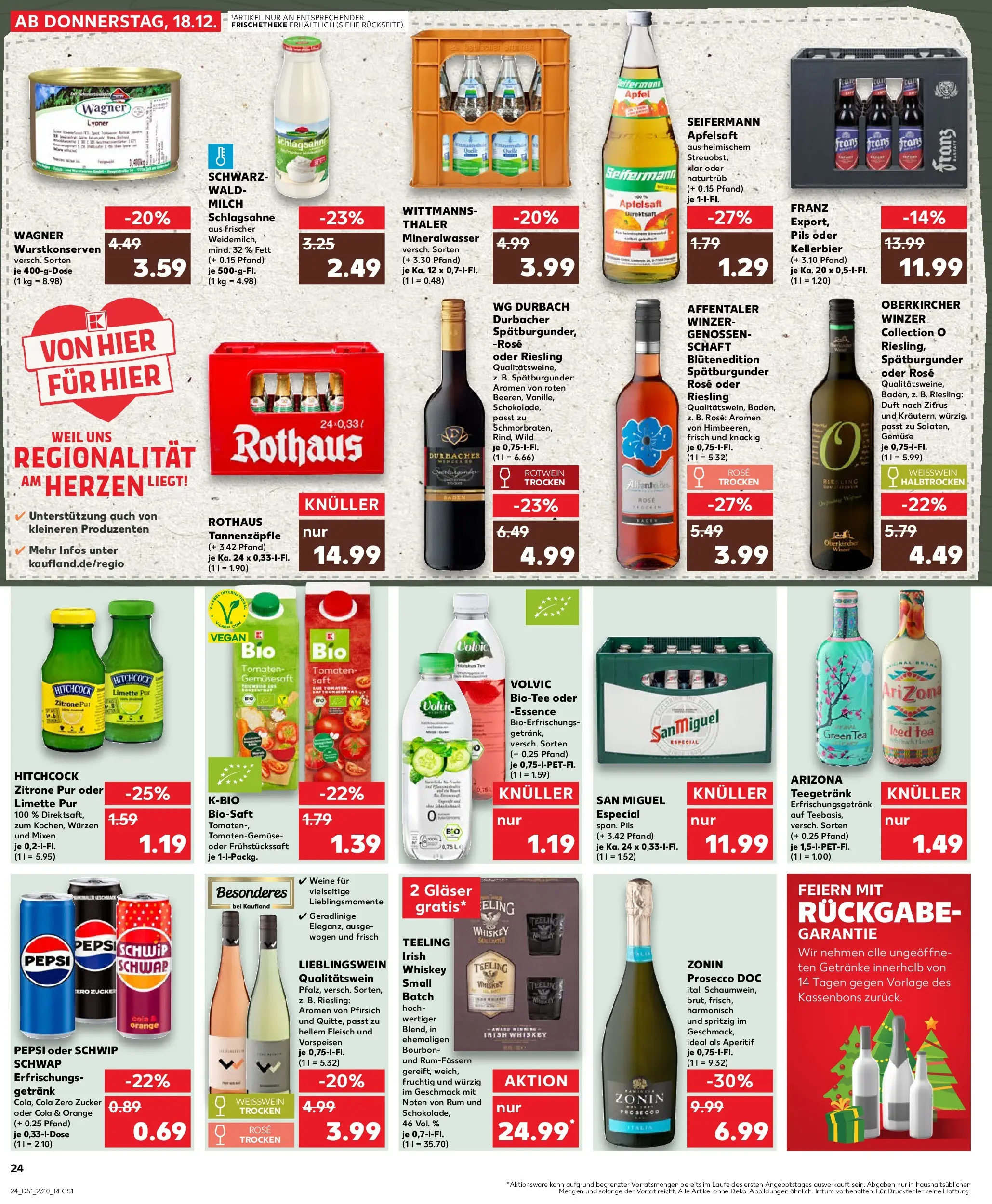 Prospekt Kaufland ab 22.12.2025 » Angebote Online zum Blättern | Seite: 24 | Produkte: Apfelsaft, Mineralwasser, Limette, Volvic