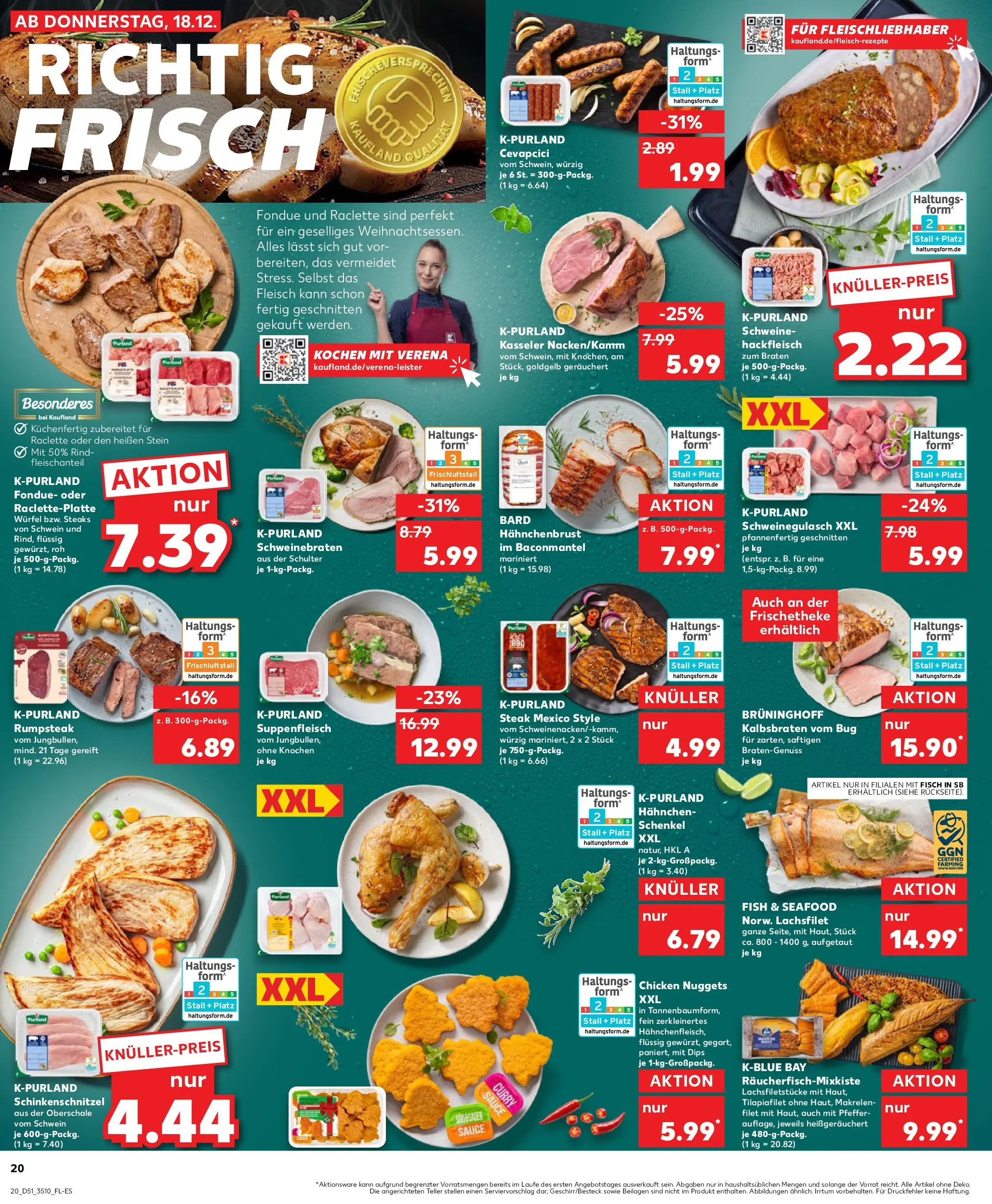 Prospekt Kaufland ab 22.12.2025 » Angebote Online zum Blättern | Seite: 20 | Produkte: Rumpsteak, Cevapcici, Steak, Hackfleisch