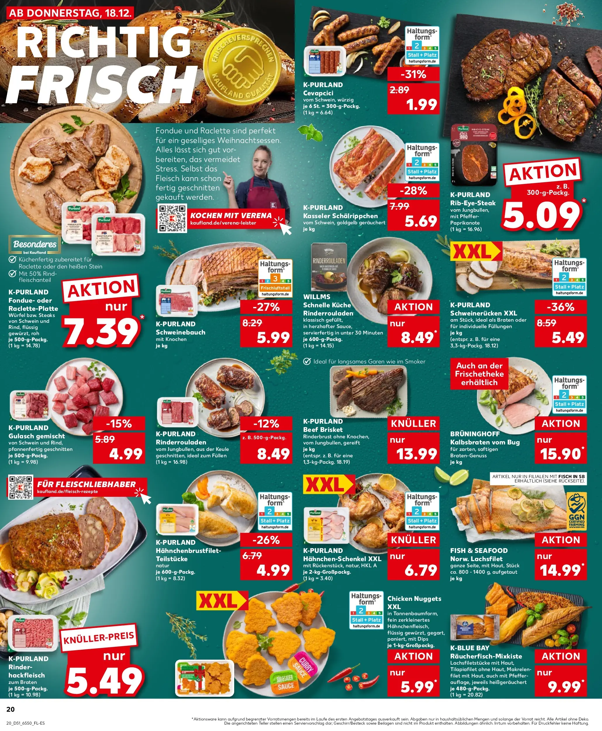 Prospekt Kaufland ab 22.12.2025 » Angebote Online zum Blättern | Seite: 20 | Produkte: Cevapcici, Gulasch, Schweinerucken, Fondue