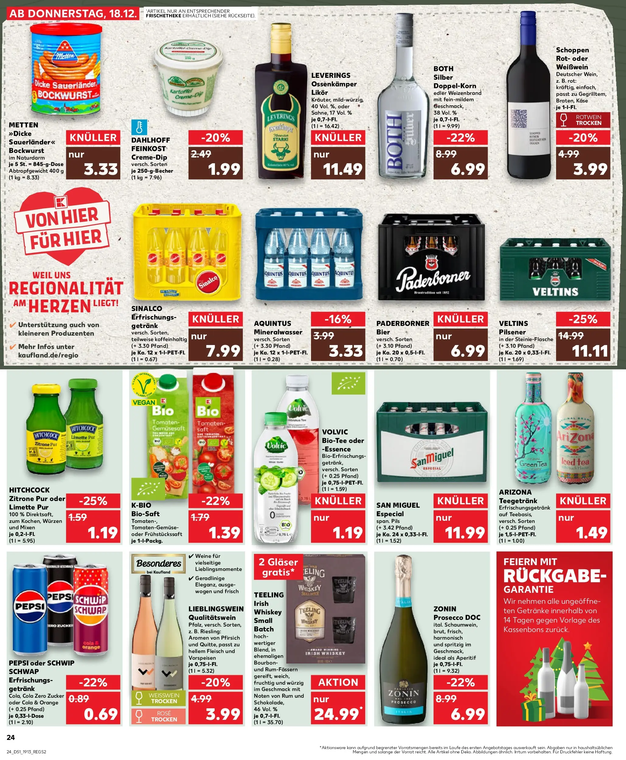 Prospekt Kaufland ab 22.12.2025 » Angebote Online zum Blättern | Seite: 24 | Produkte: Schwip schwap, Mineralwasser, Tee, Bourbon