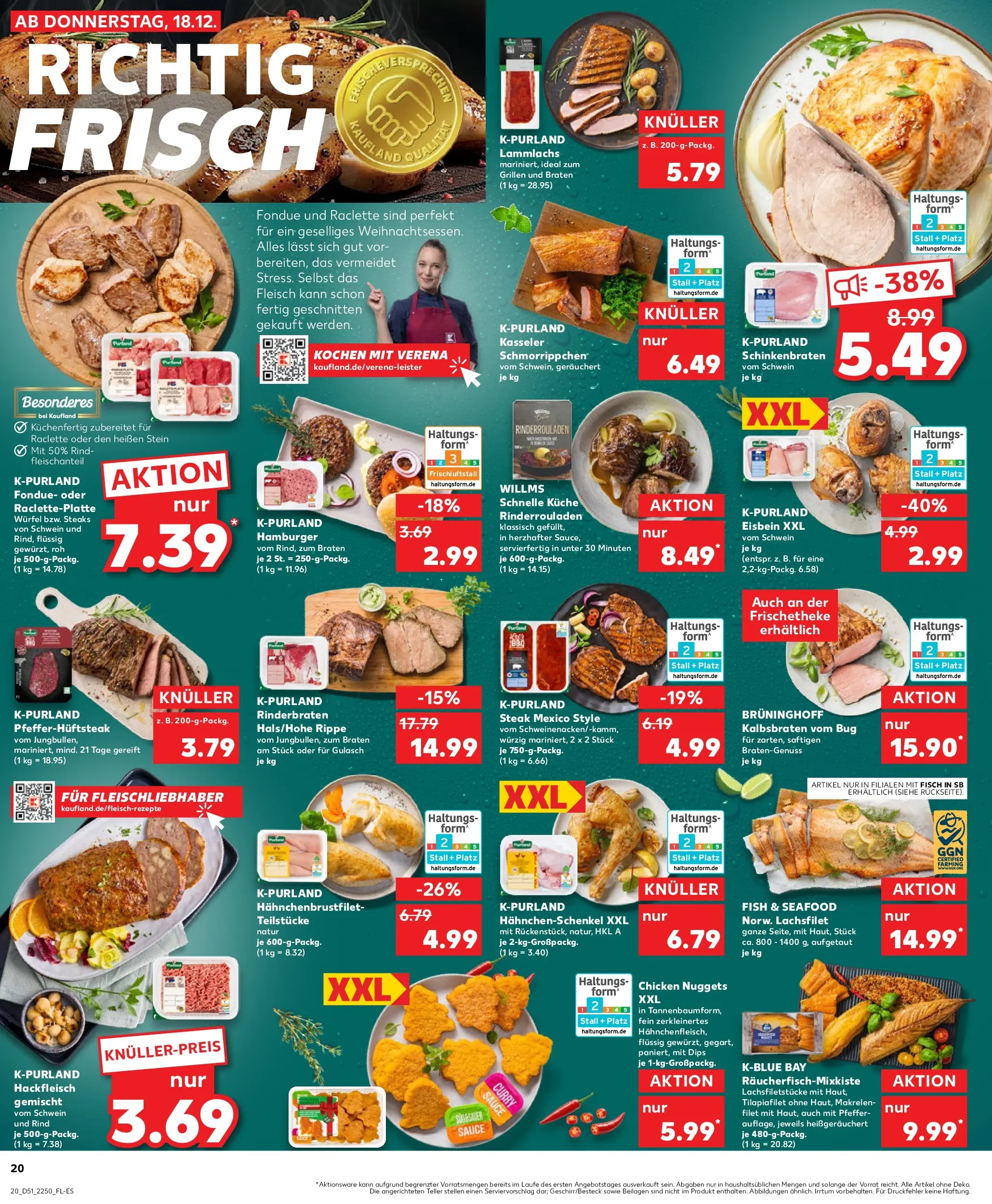 Prospekt Kaufland ab 22.12.2025 » Angebote Online zum Blättern | Seite: 20 | Produkte: Hahnchenschenkel, Gulasch, Steak, Fleisch